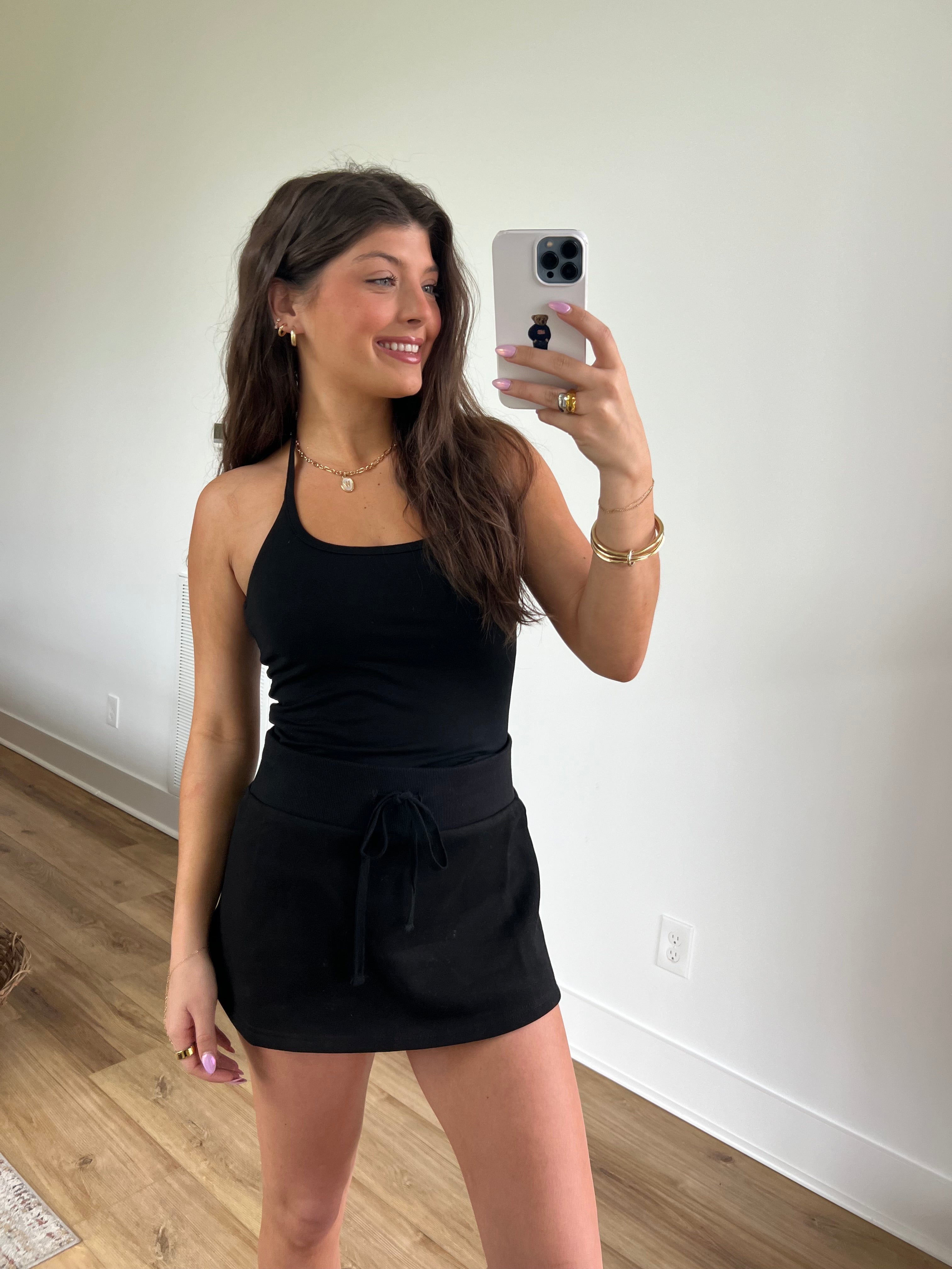 Black Halter Neck Skort Set