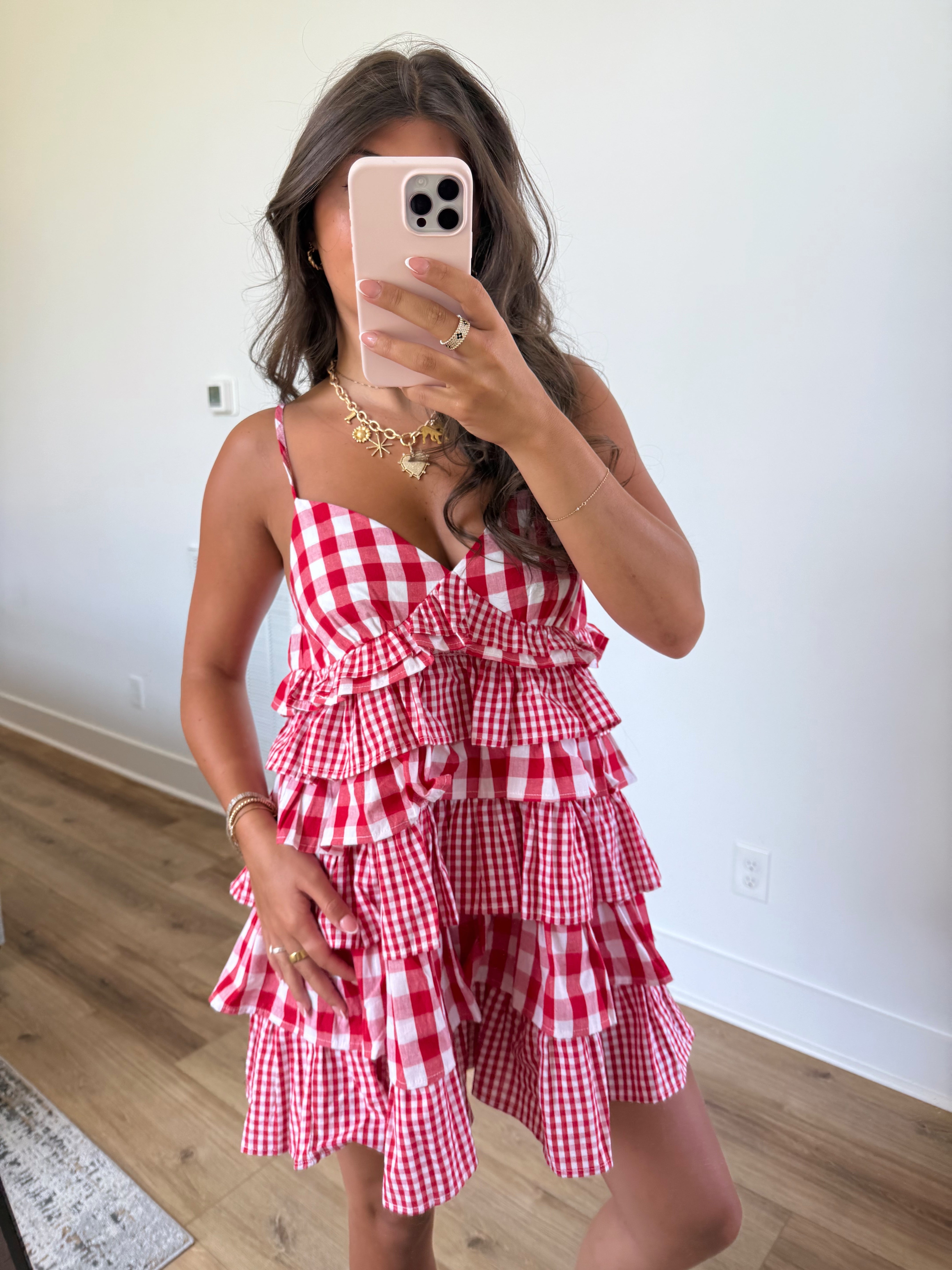 Red Gingham Swing Dress