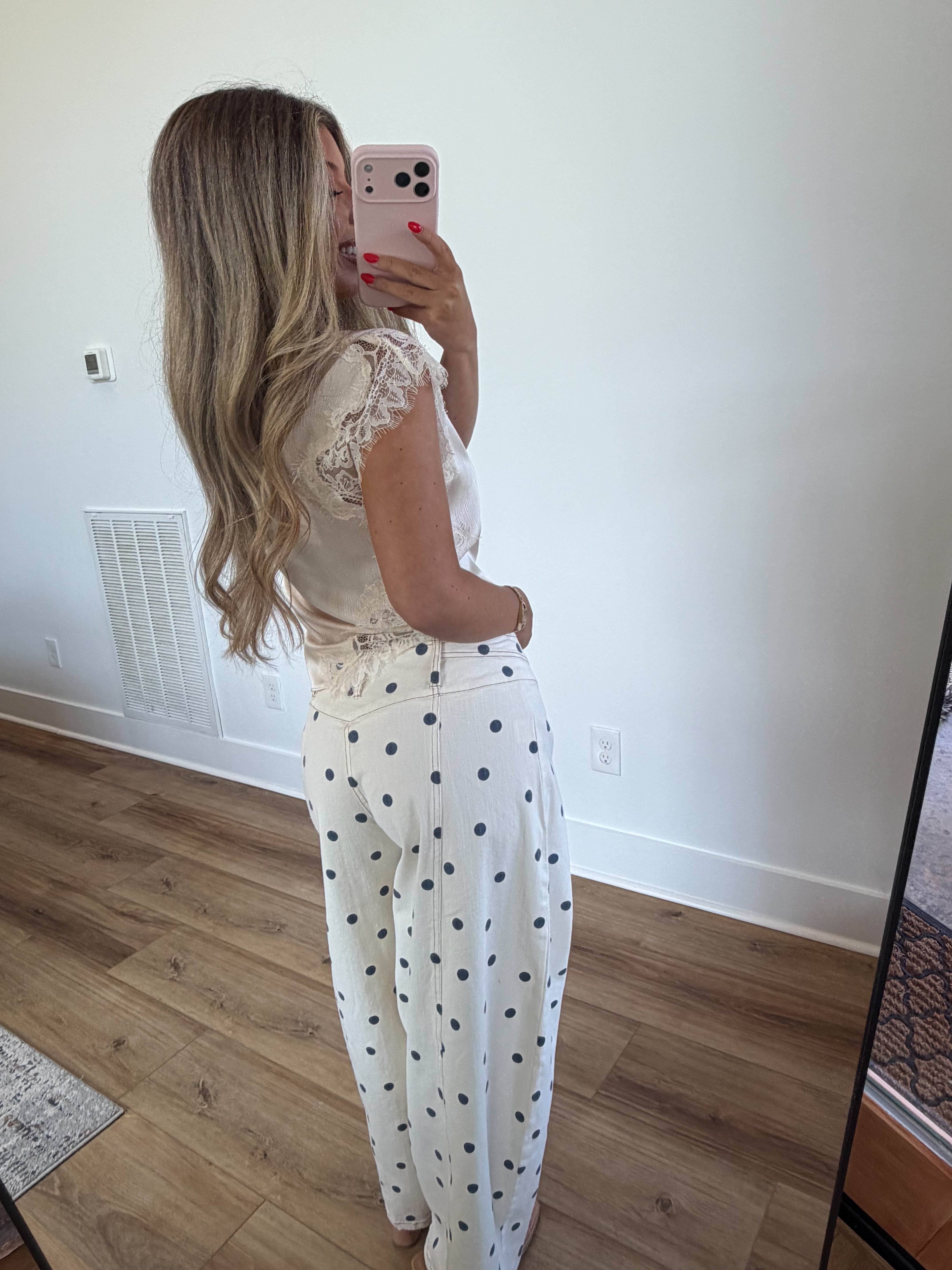 Navy Polka Dot Barrel Jeans