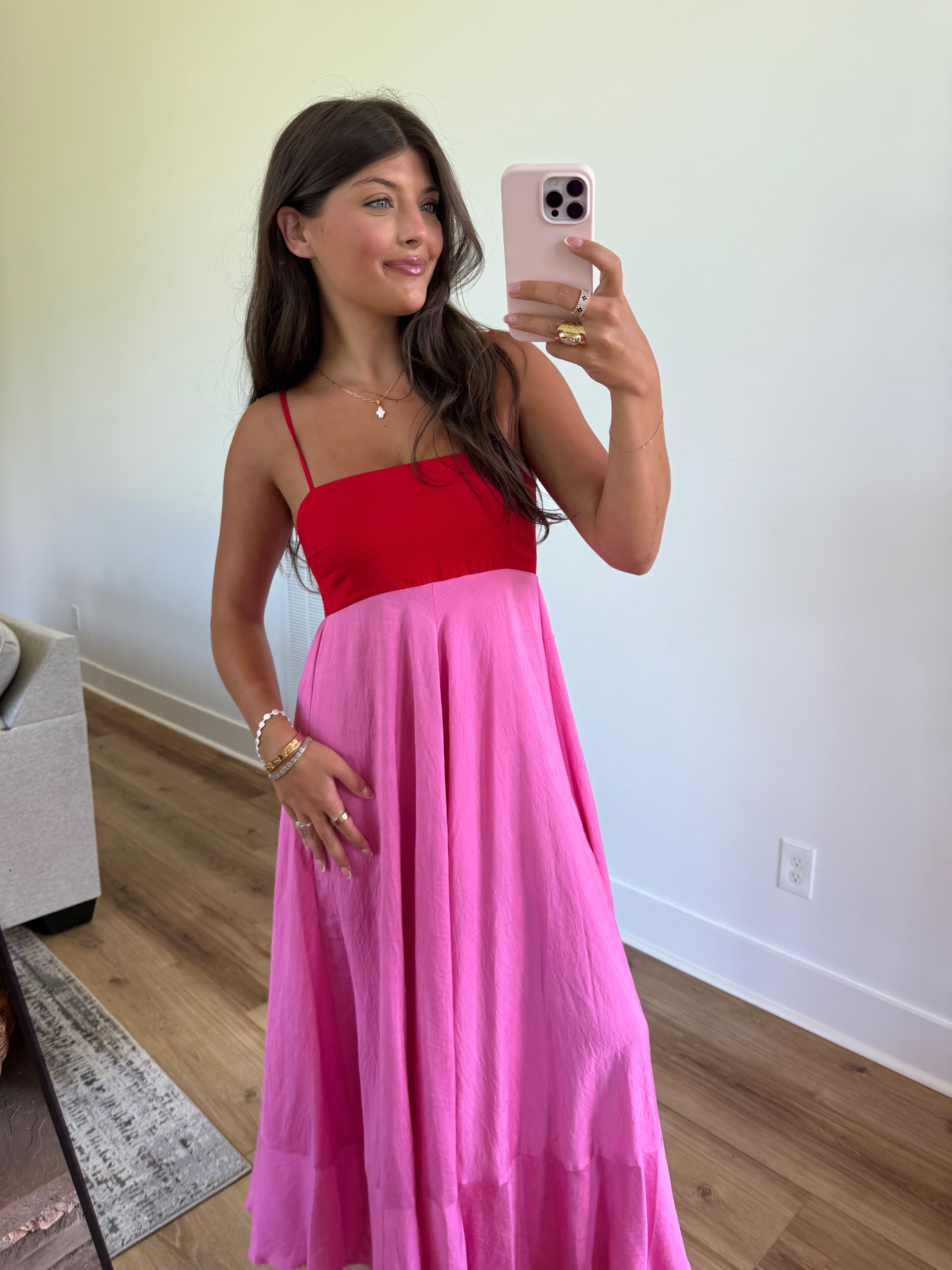 Island Glow Maxi Dress (Red/Pink)