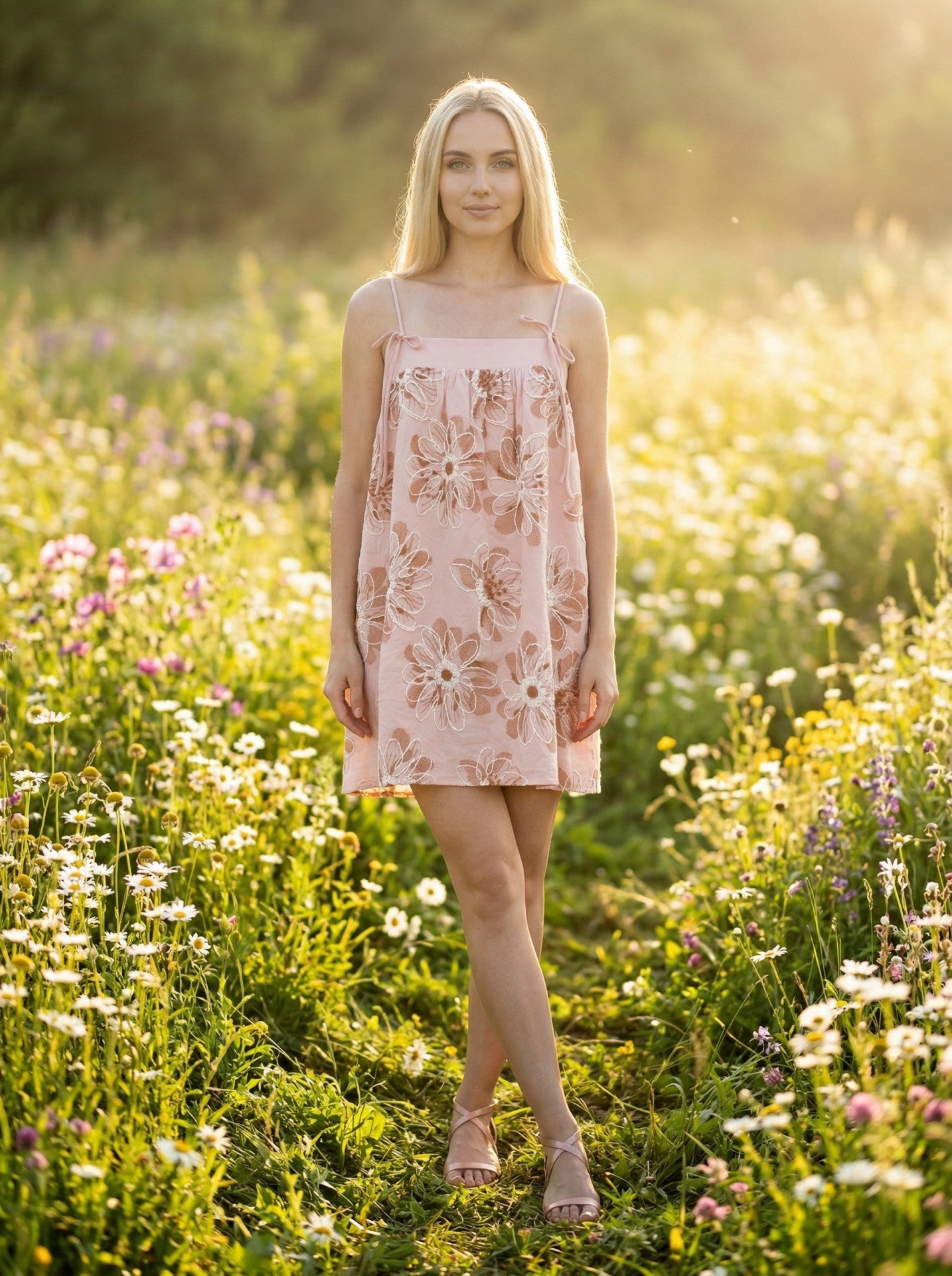 Palm Haven Mini Dress (Pink)