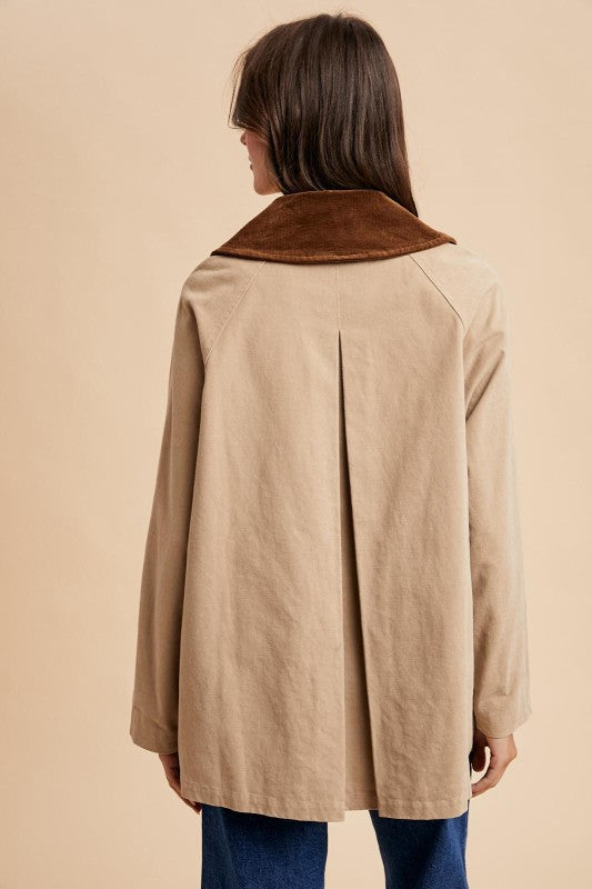 Corduroy Collar Barn Jacket (Beige)