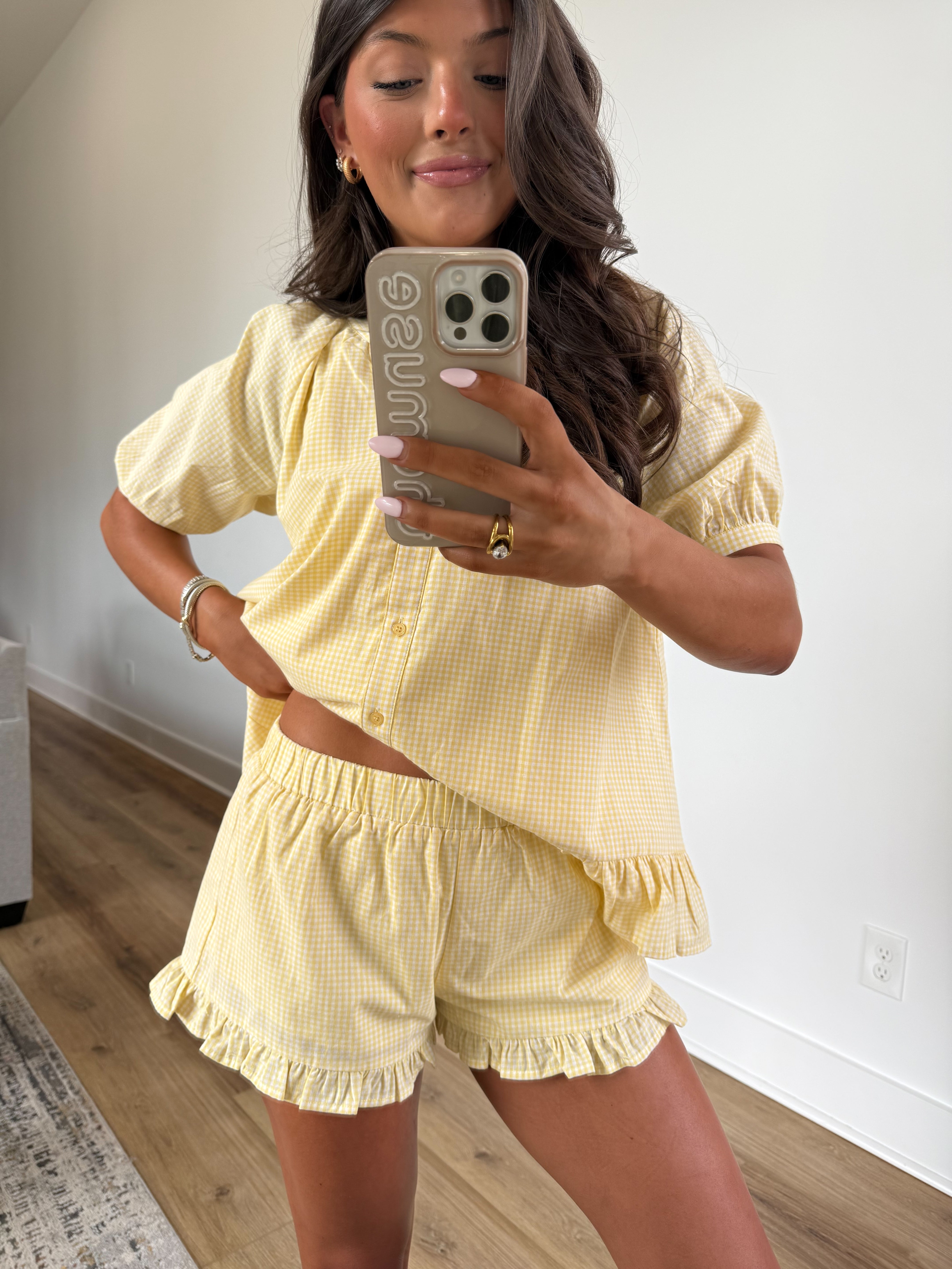 Yellow Gingham Flare Set (Restock)
