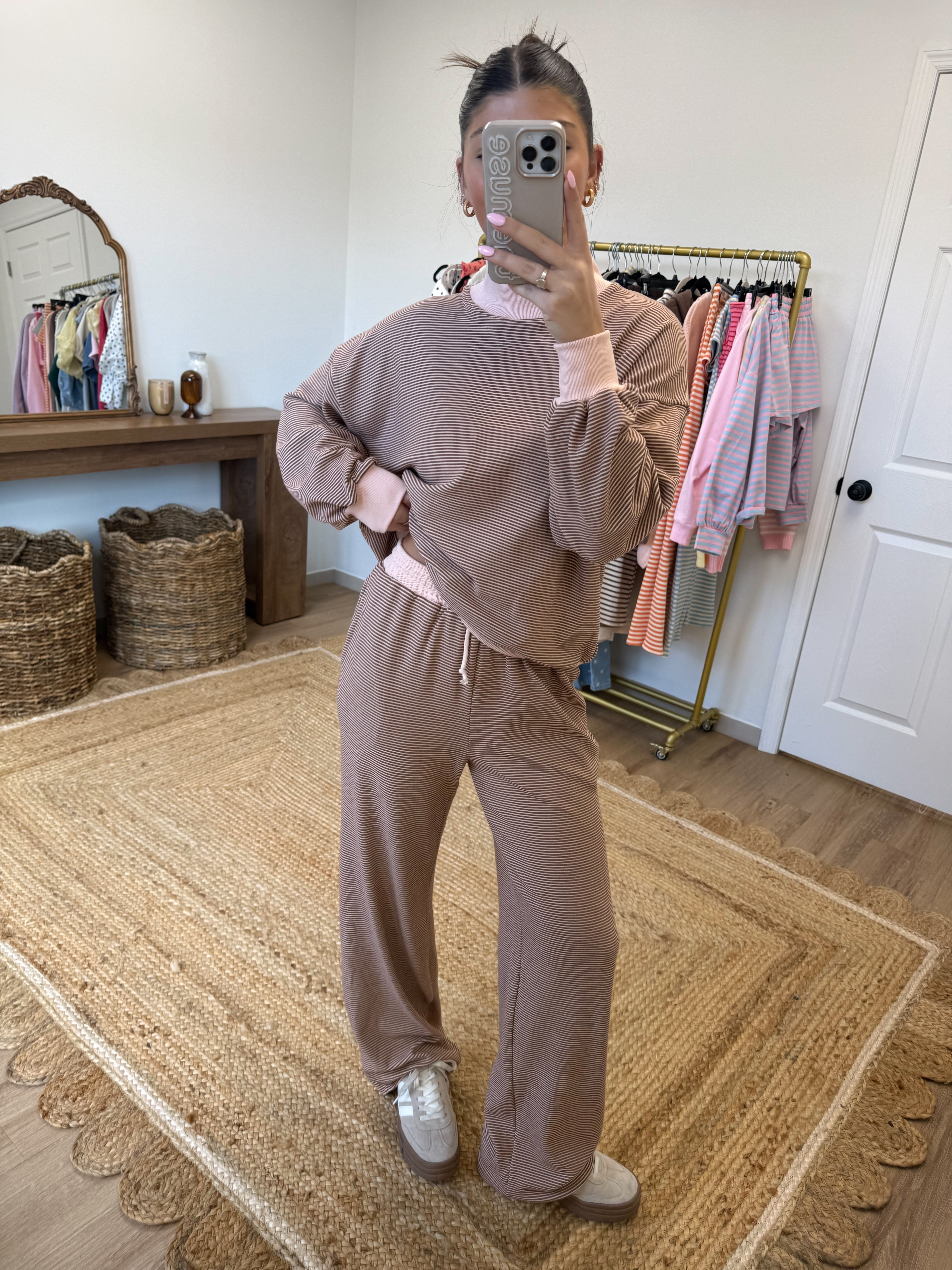 Latte Stripe Lounge Set