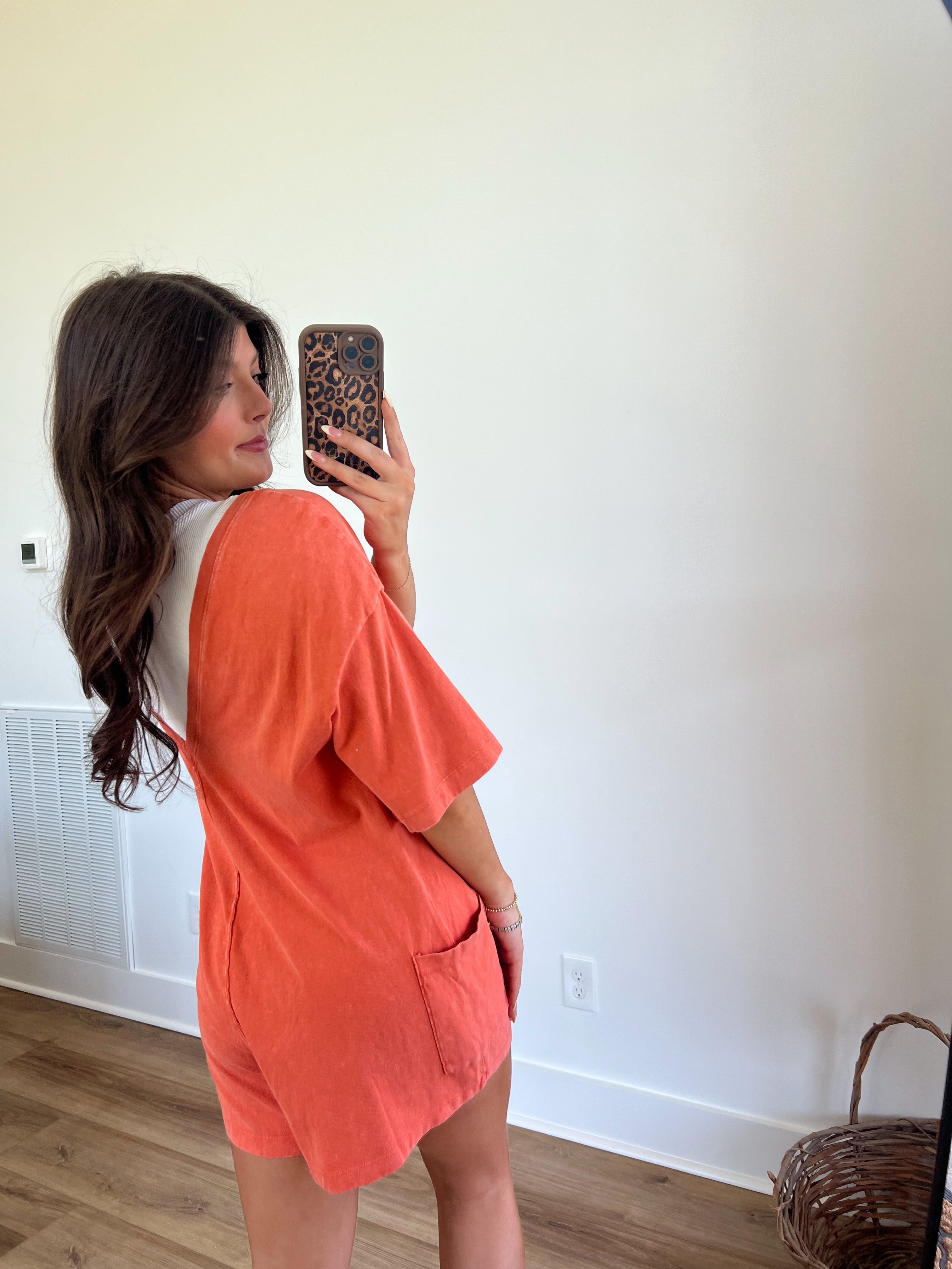 Oversized Tee Romper (Orange)