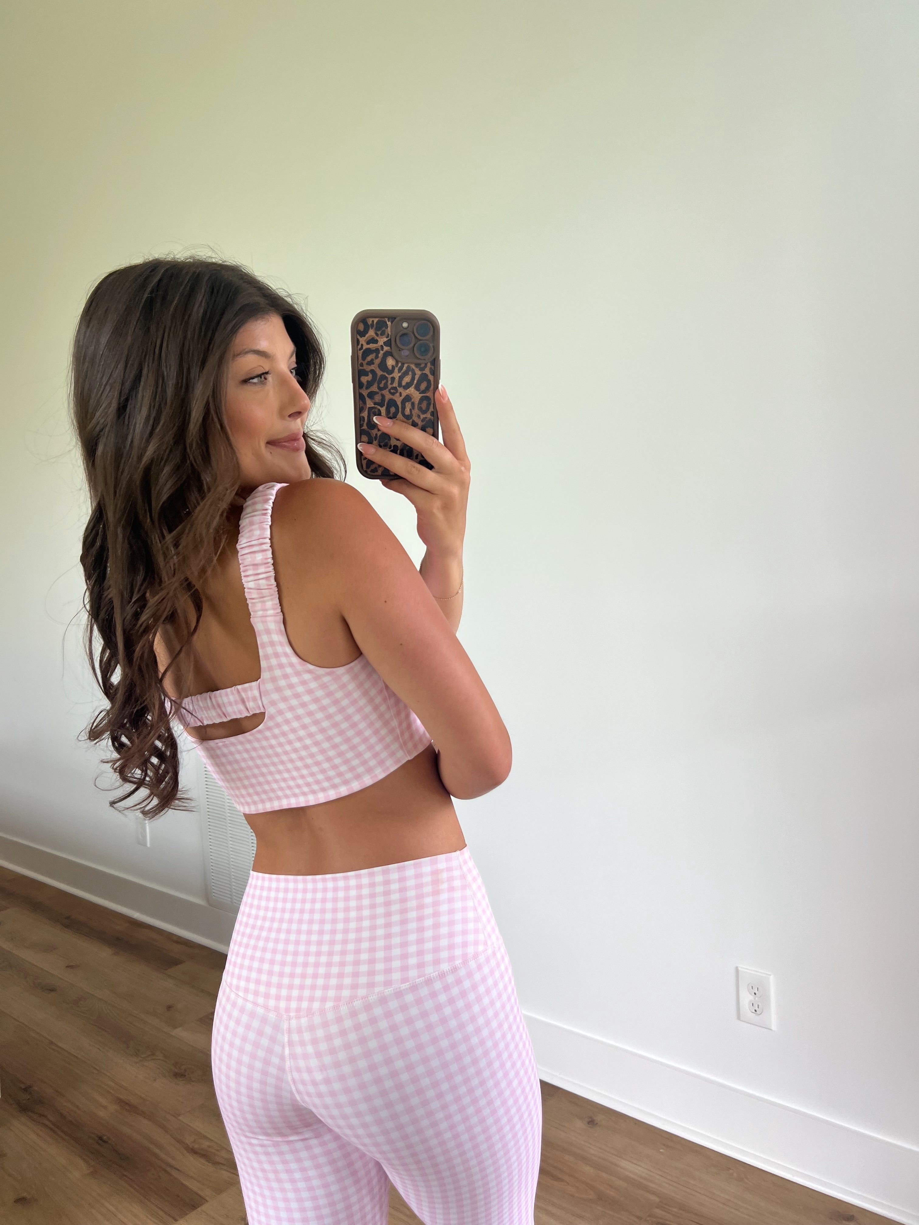 Pink Gingham Scrunched Bra