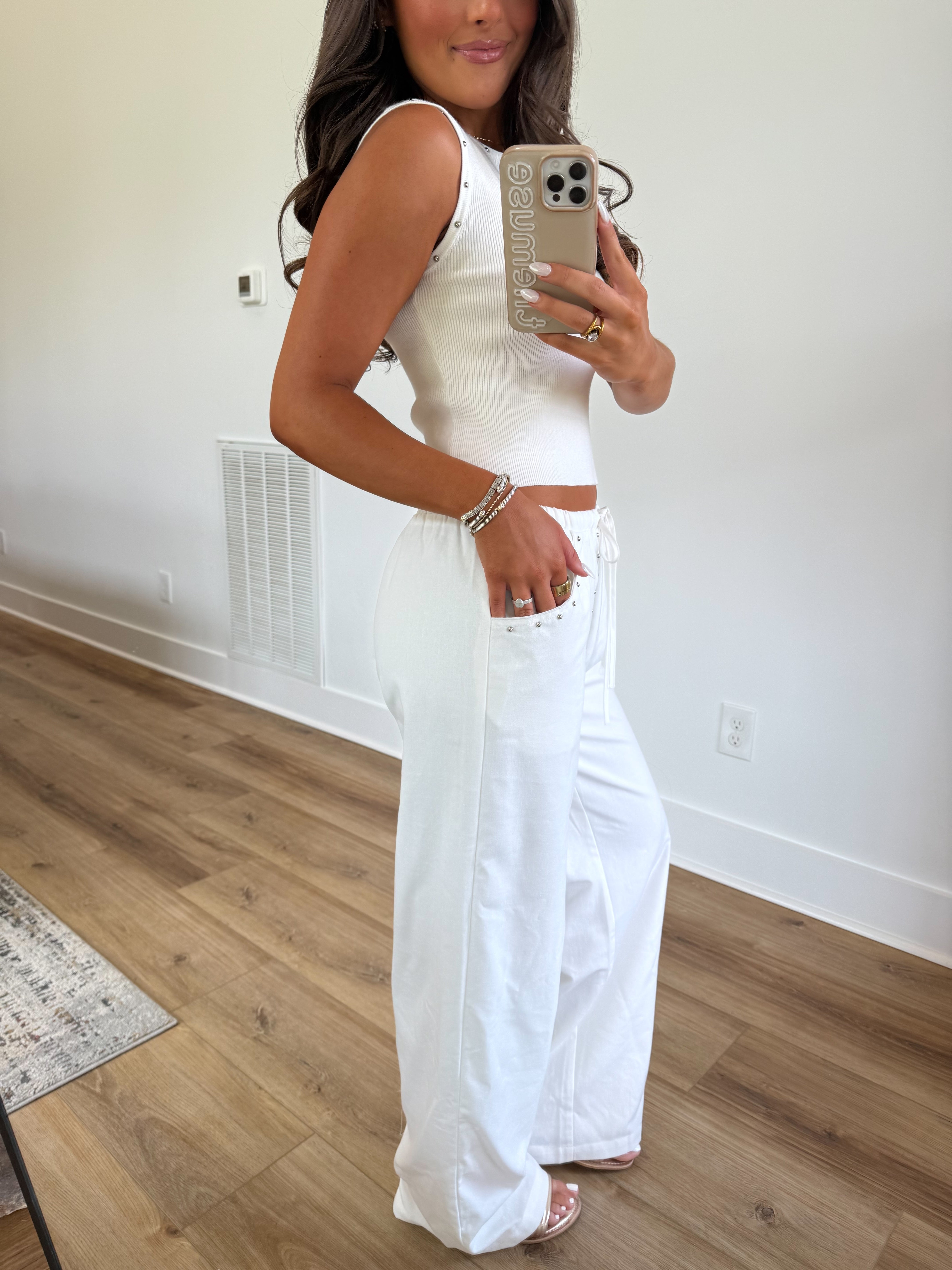Studded Linen Pants