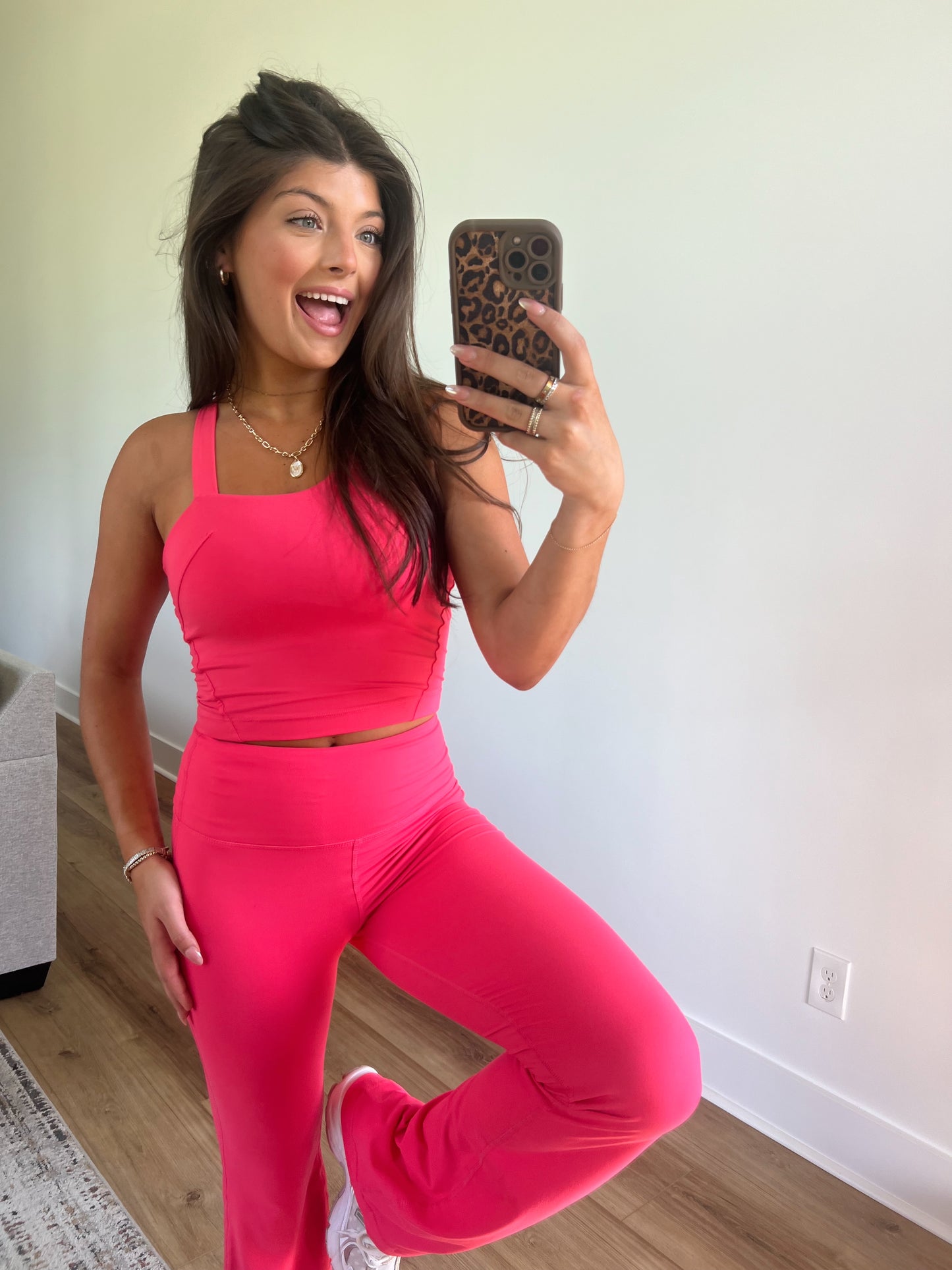 Flamingo Pink Flare Leggings Set