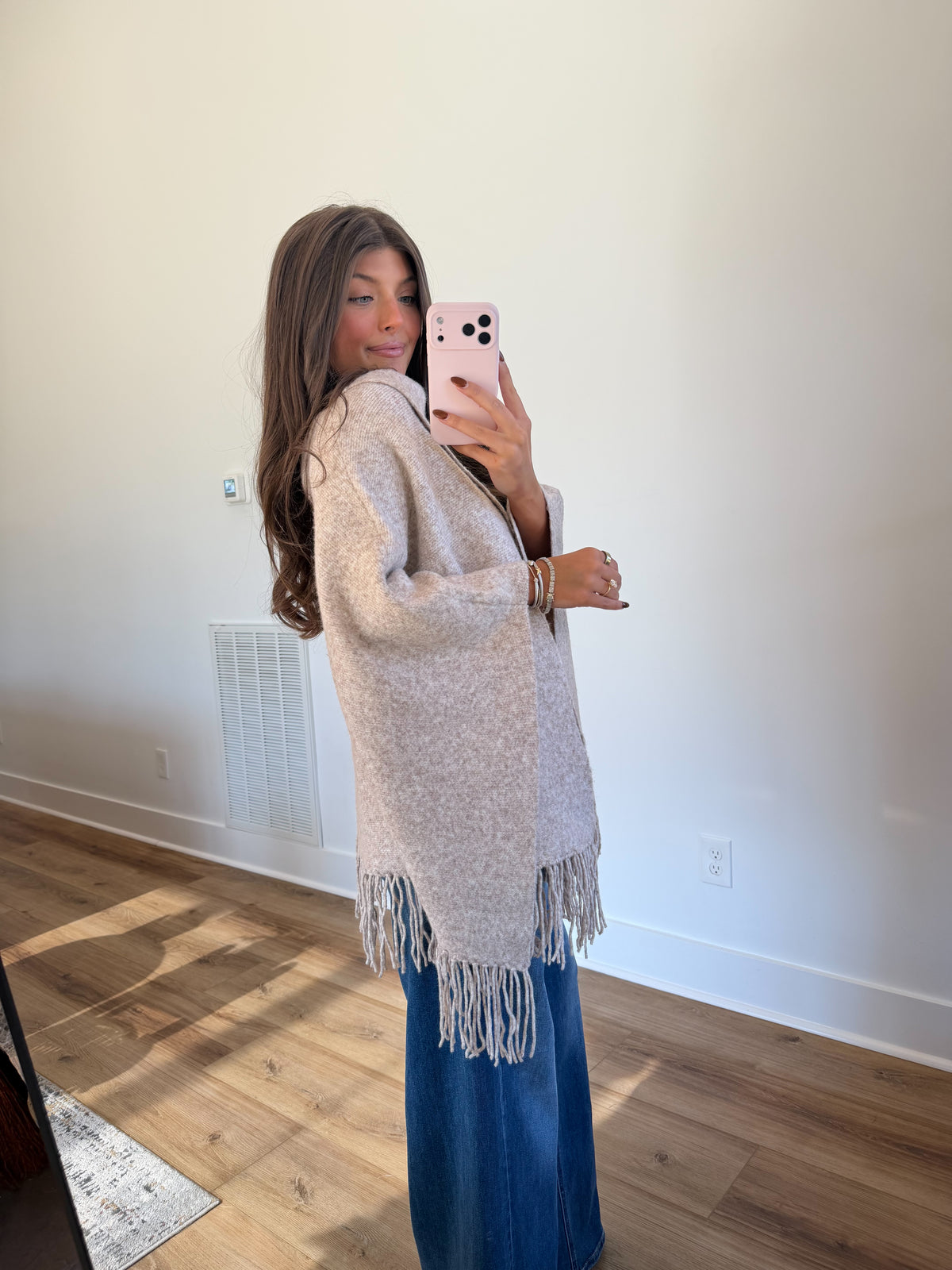 Reece Fringe Poncho (Oatmeal)