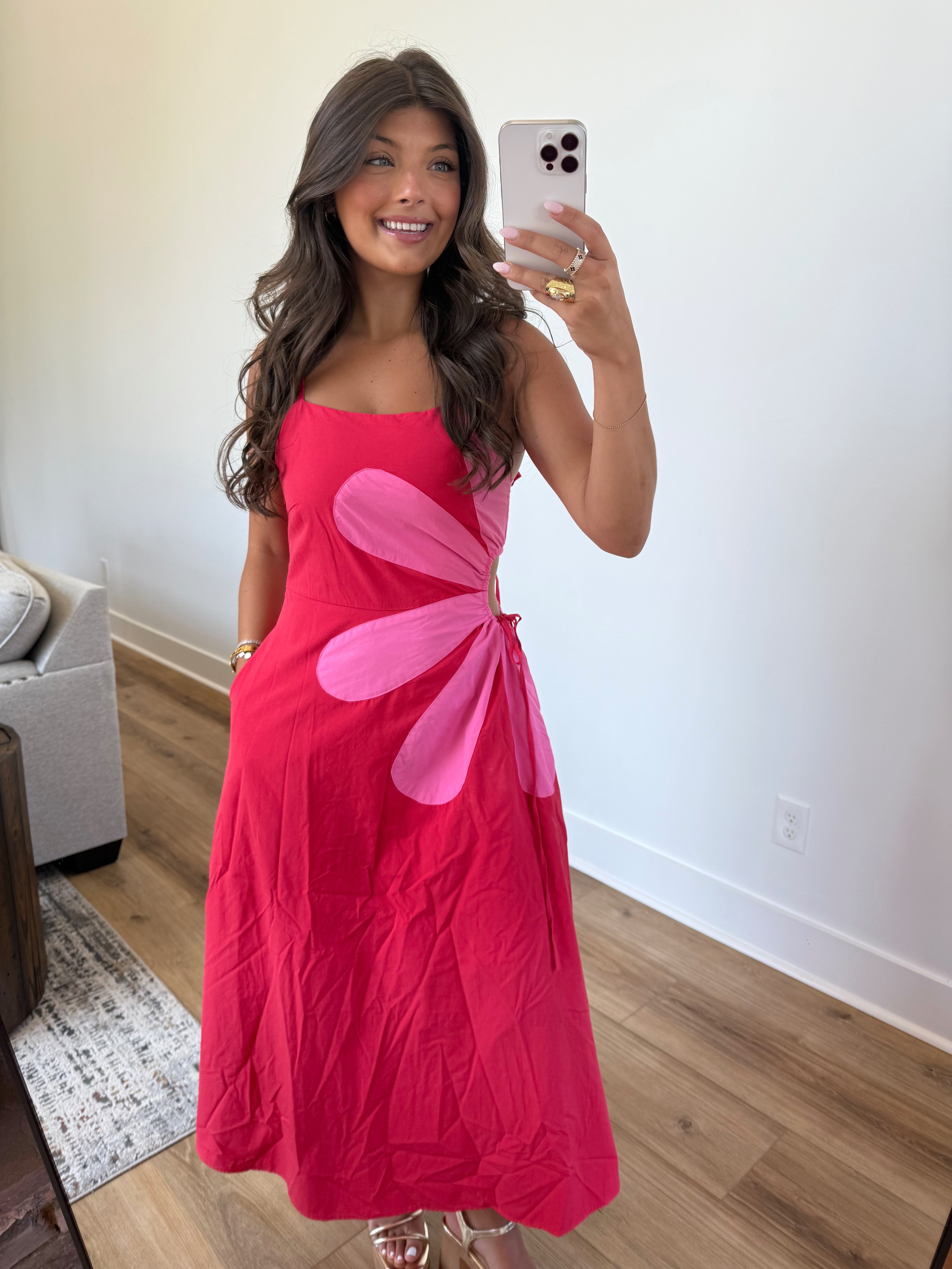 Capri Daisy Maxi Dress (Pink/Red)