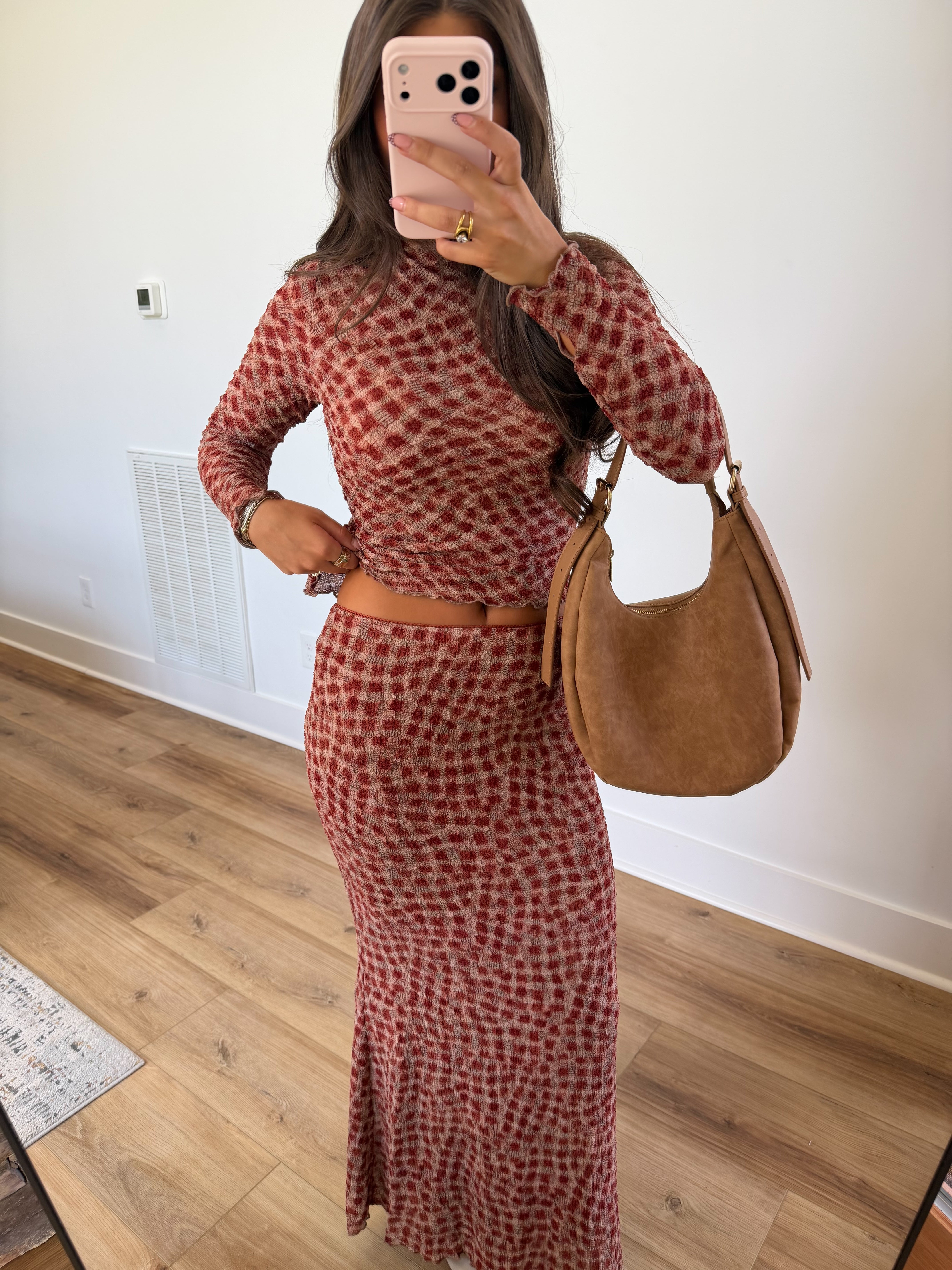 Spiced Gingham Skirt Set