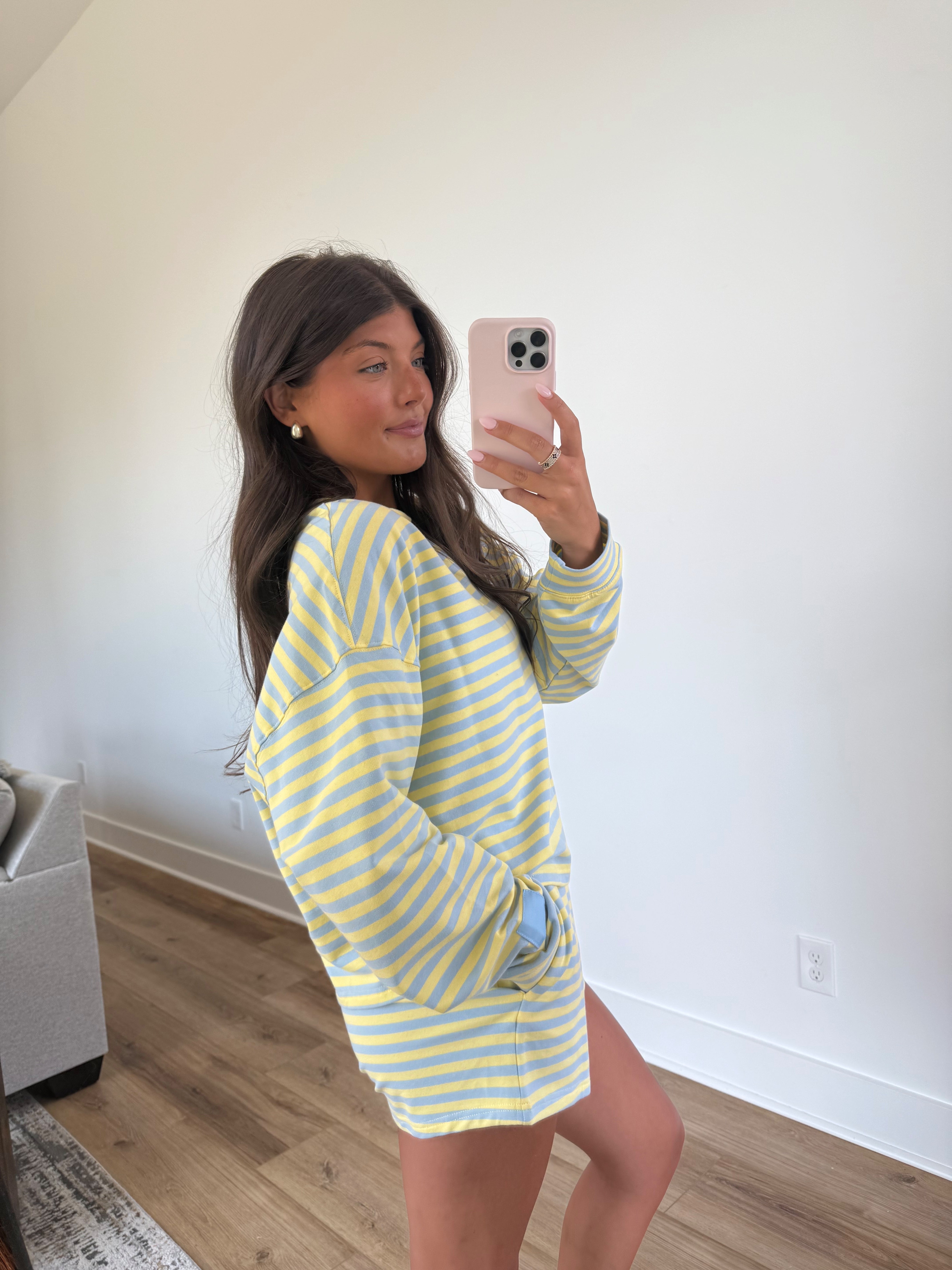 Blueberry Lemon Stripe Shorts Set