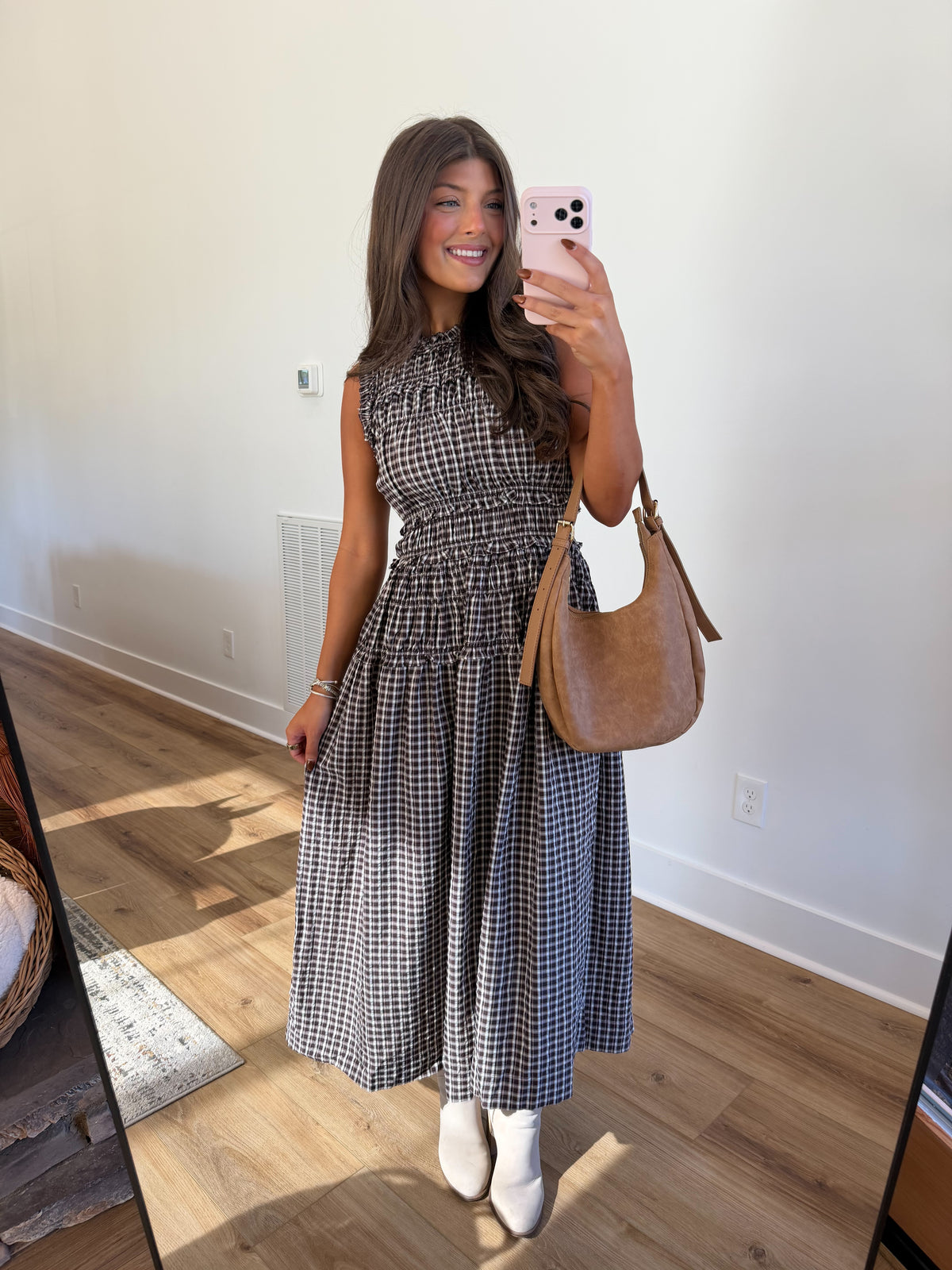 Brown Sugar Plaid Maxi Dress