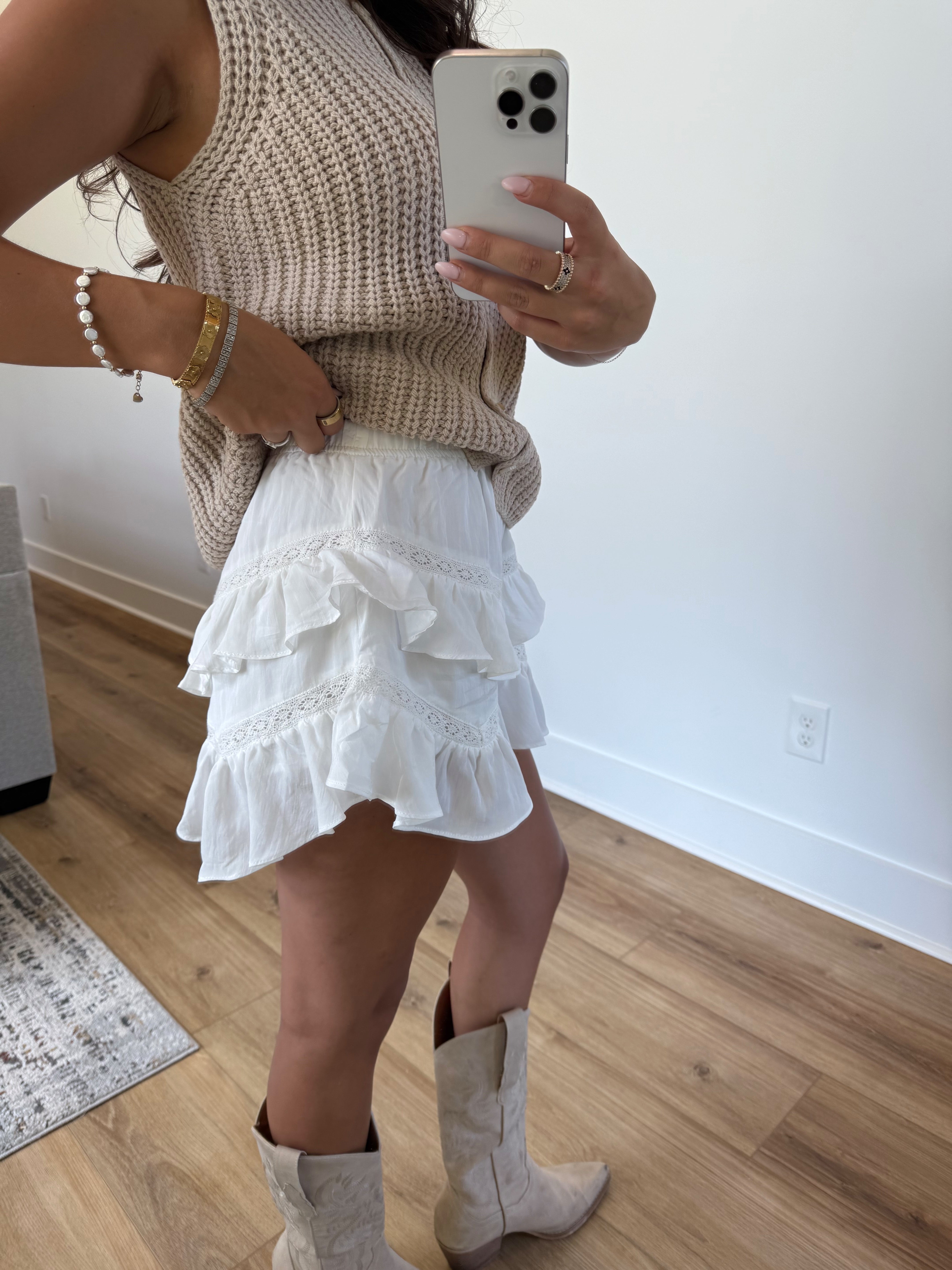 White Ruffle Lace Shorts