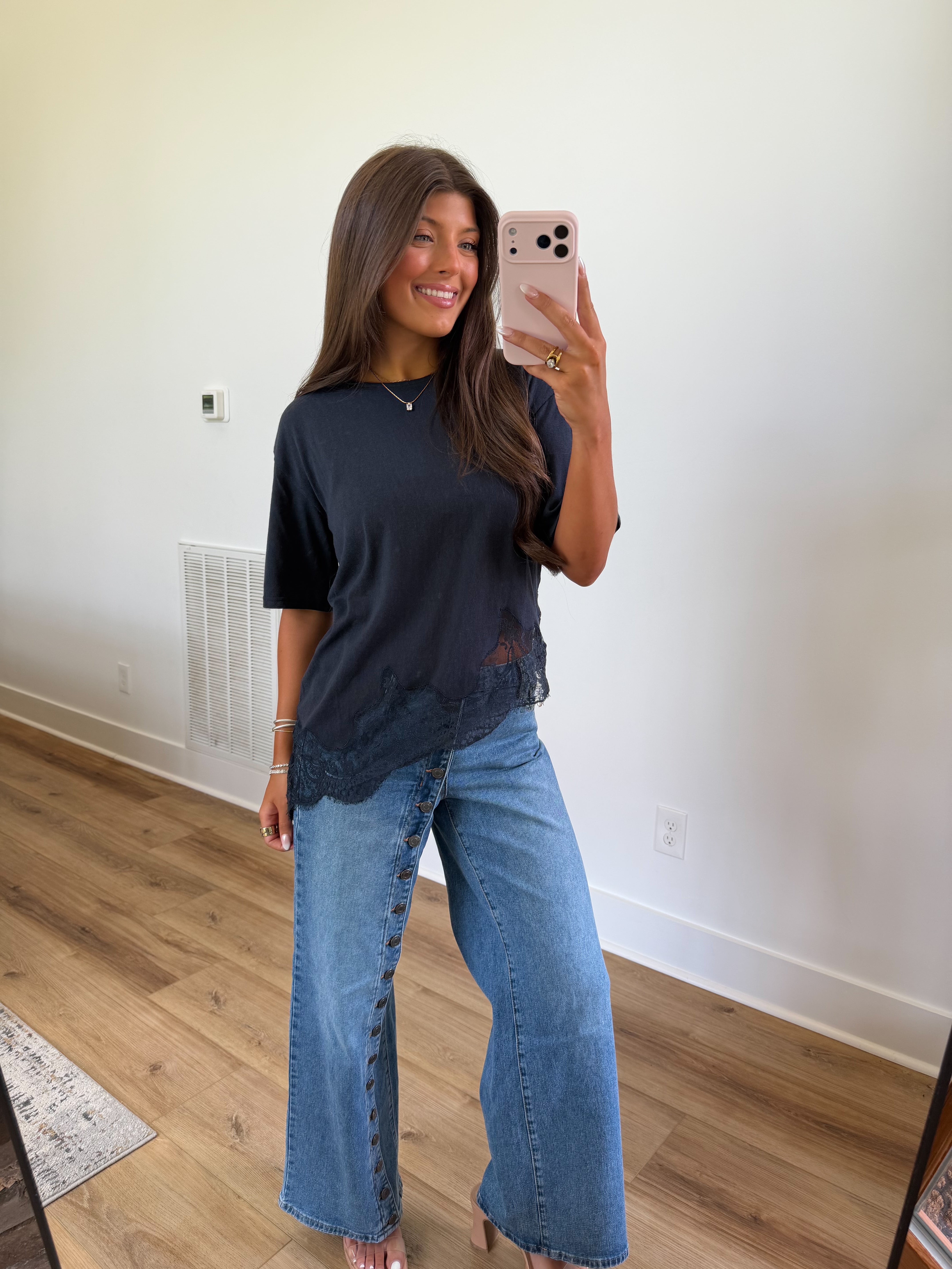 Margot Lace Tee (Midnight)