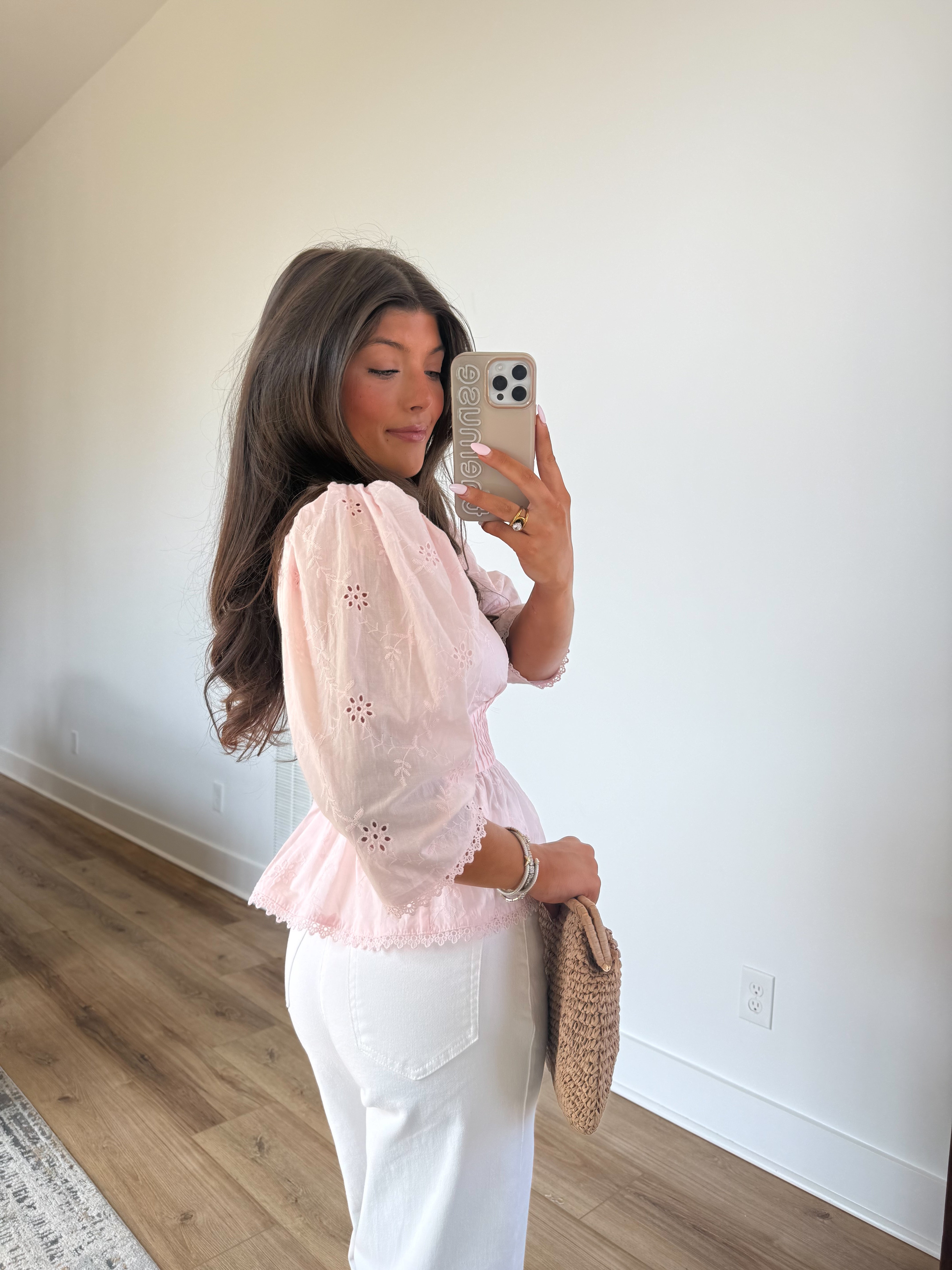 Kyndall Eyelet Top (Pink)