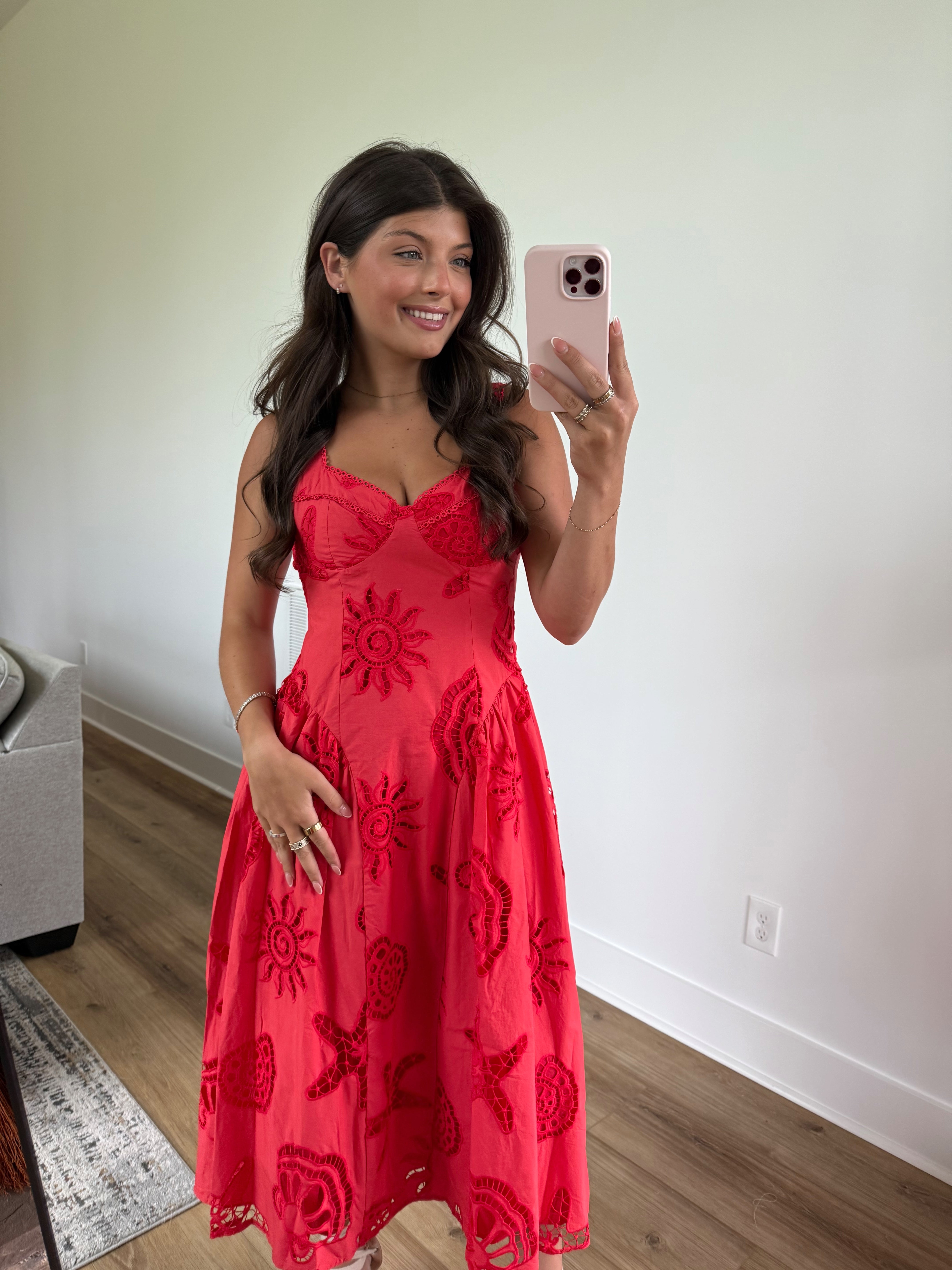 Red Island Midi Dress