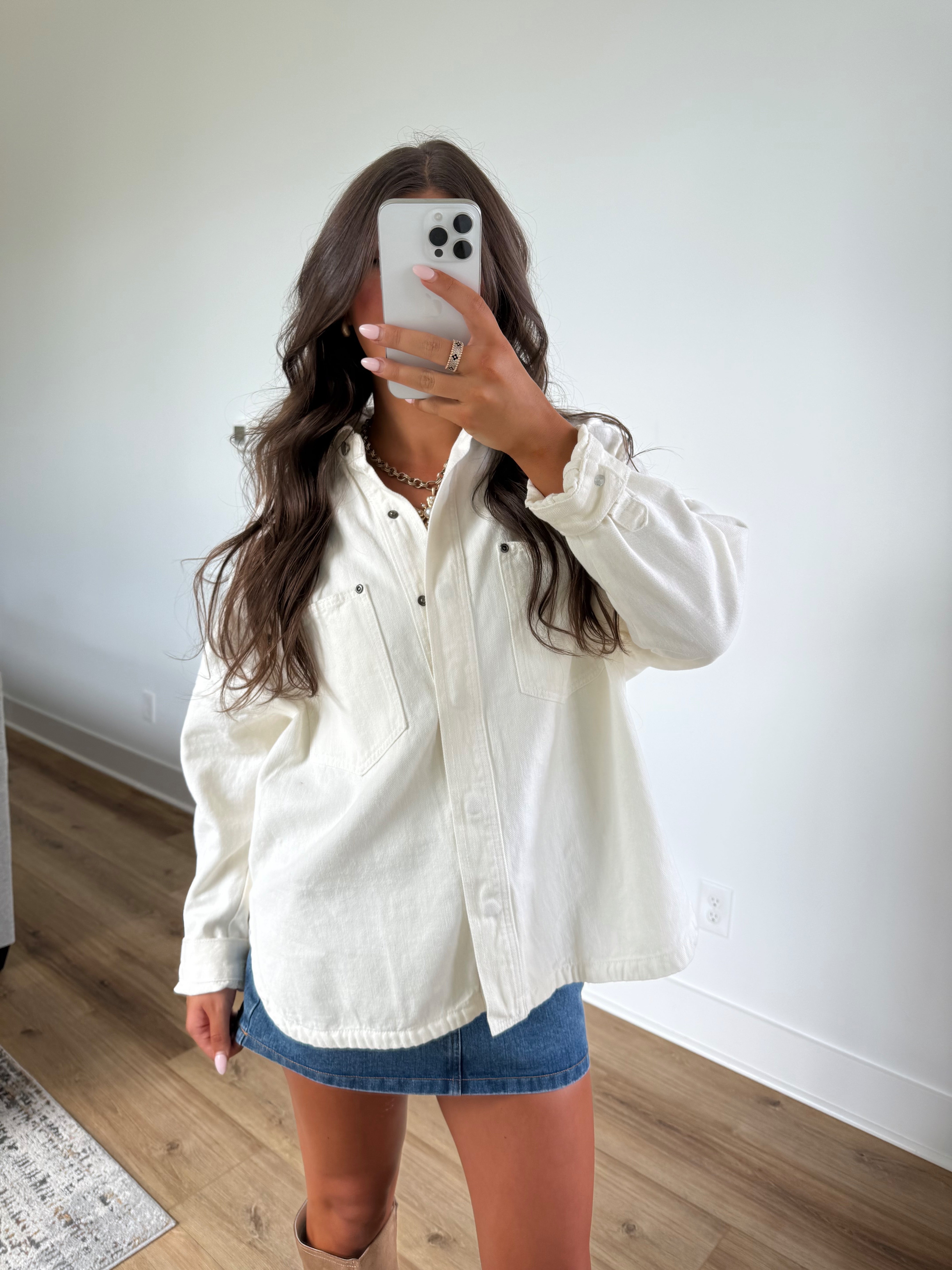 White Denim Shacket