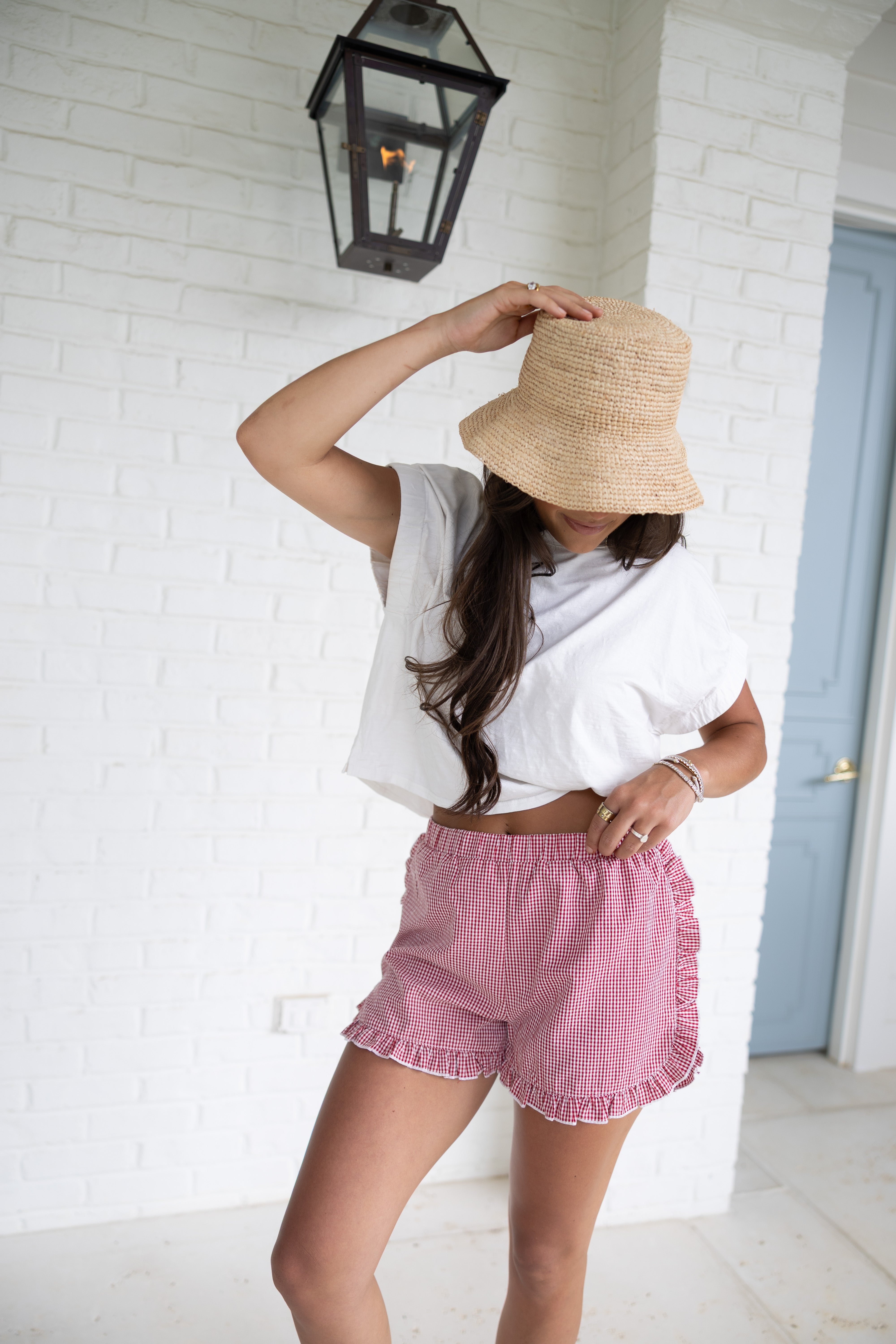Red Gingham Ruffle Shorts