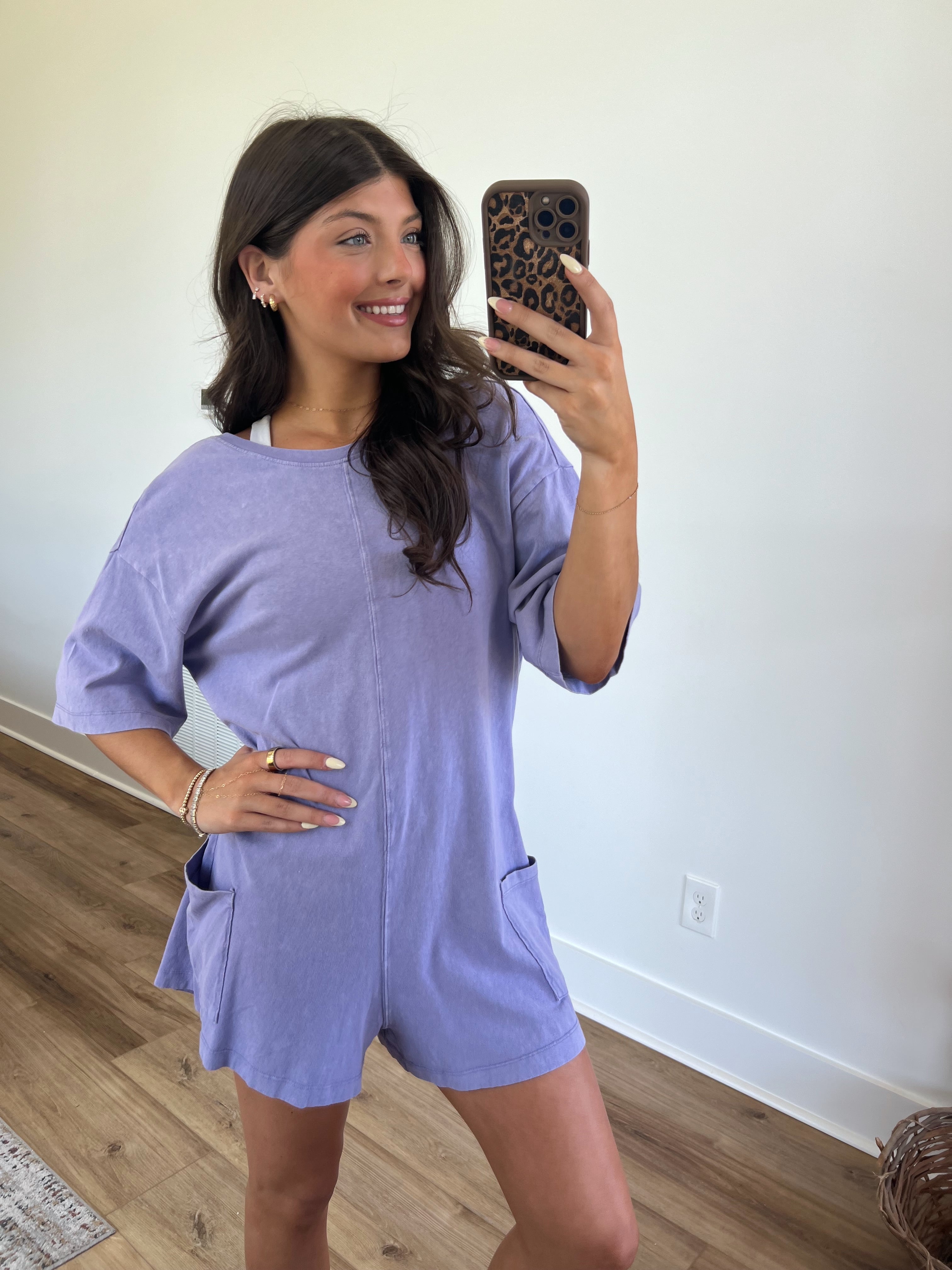 Oversized Tee Romper (Indigo)