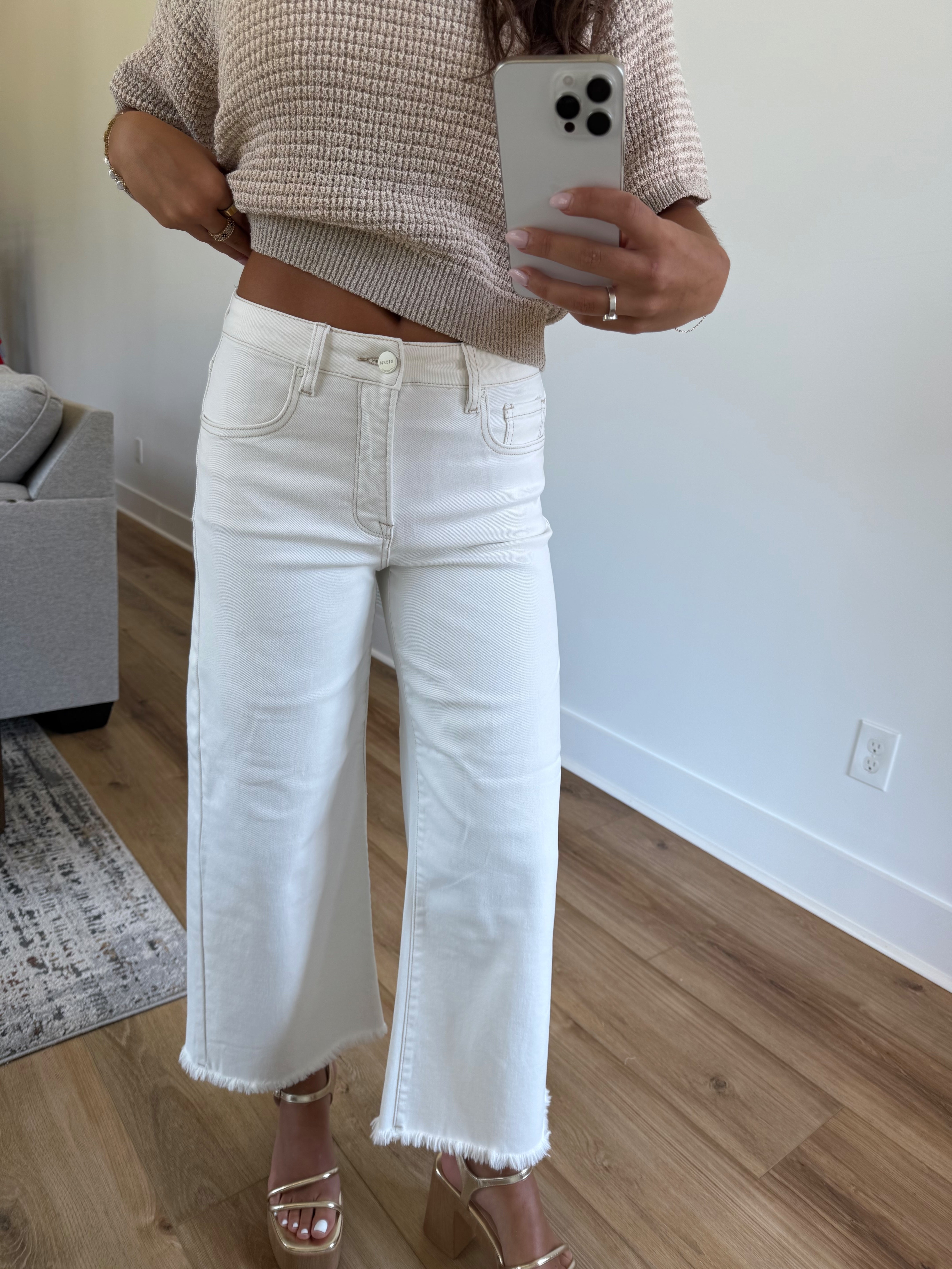 High Rise Crop Wide Pants