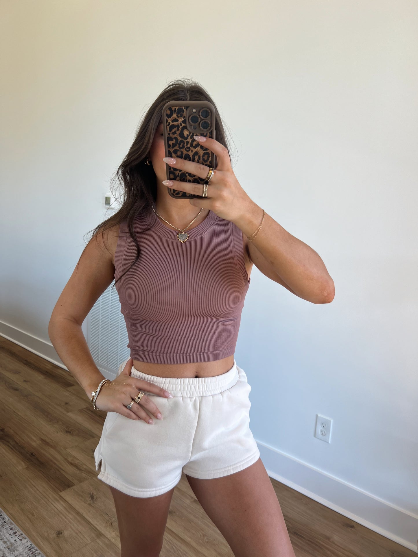 Mauve Ribbed Sleeveless Tank
