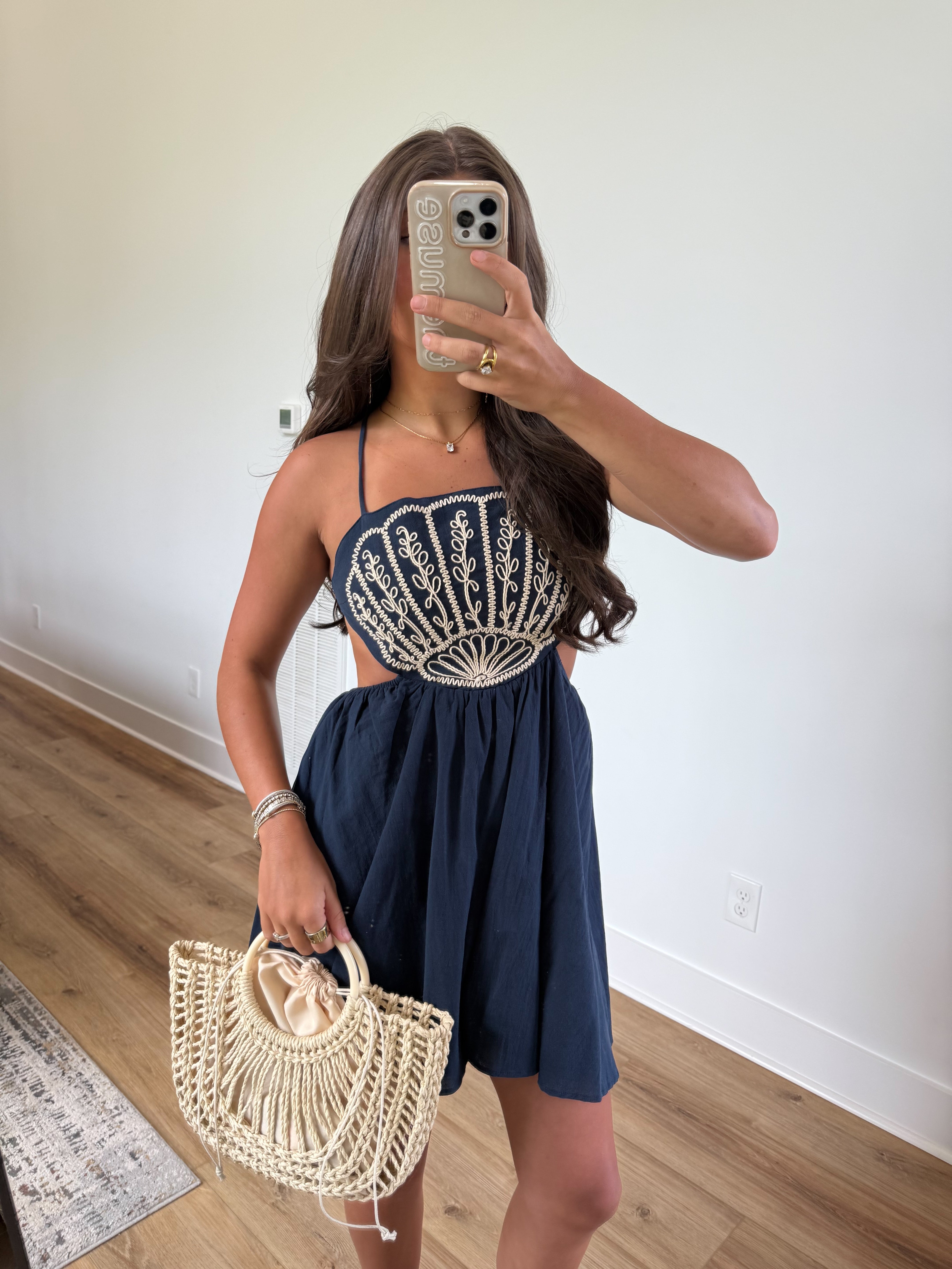 Navy Seashell Romper