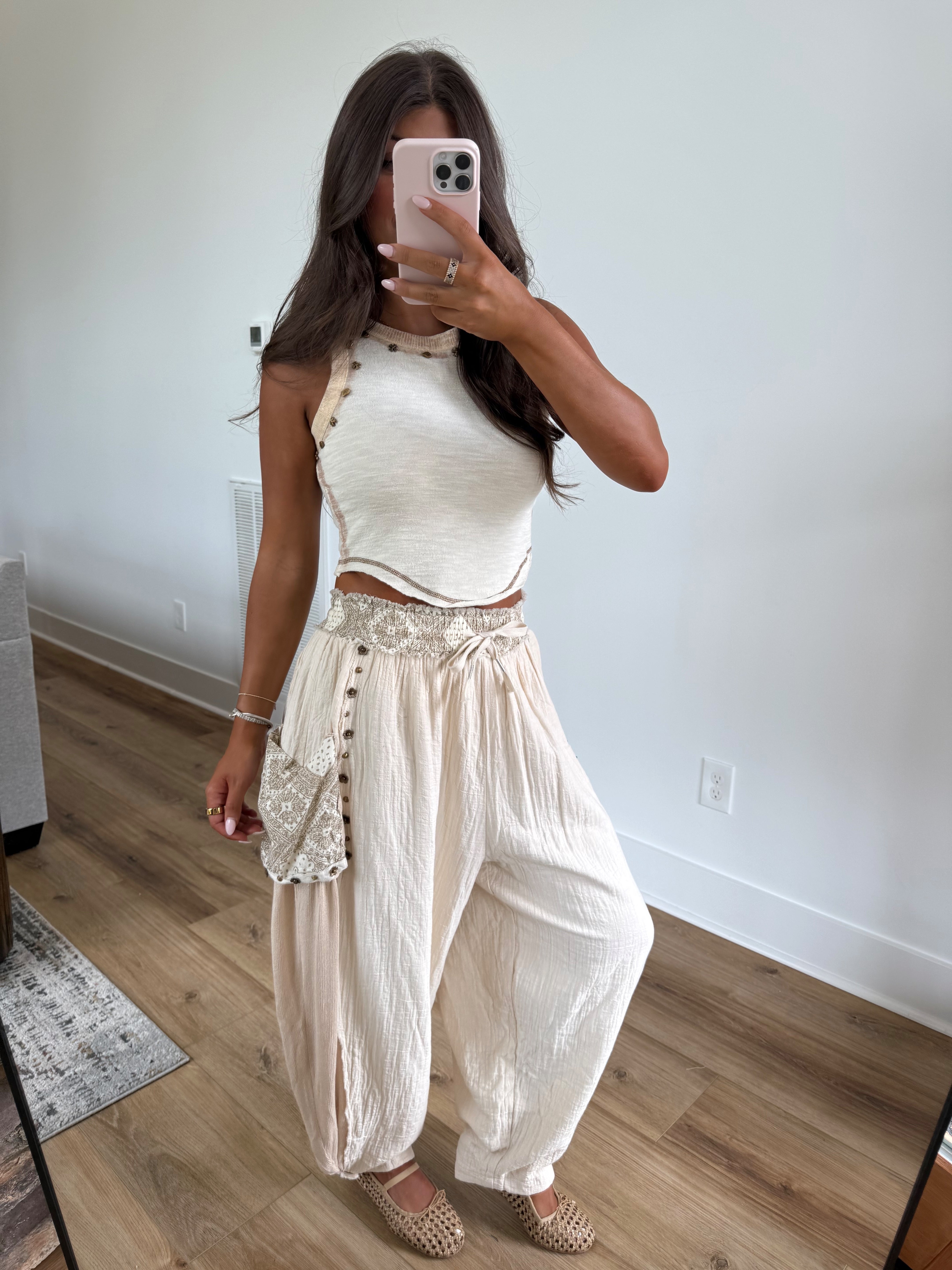 Cream Studded Joggers (PRE-ORDER (Mid-October)/ Restock)