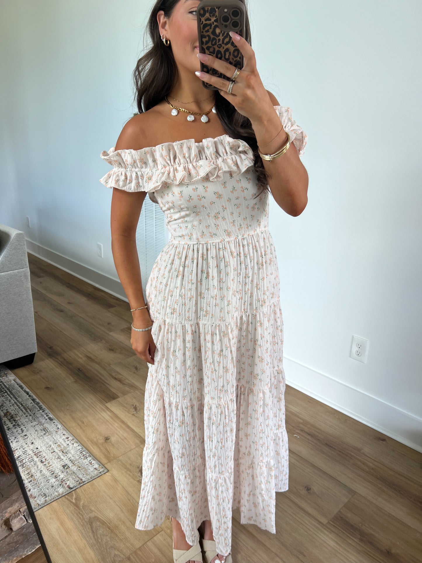 Peach Serenity Floral Maxi Dress