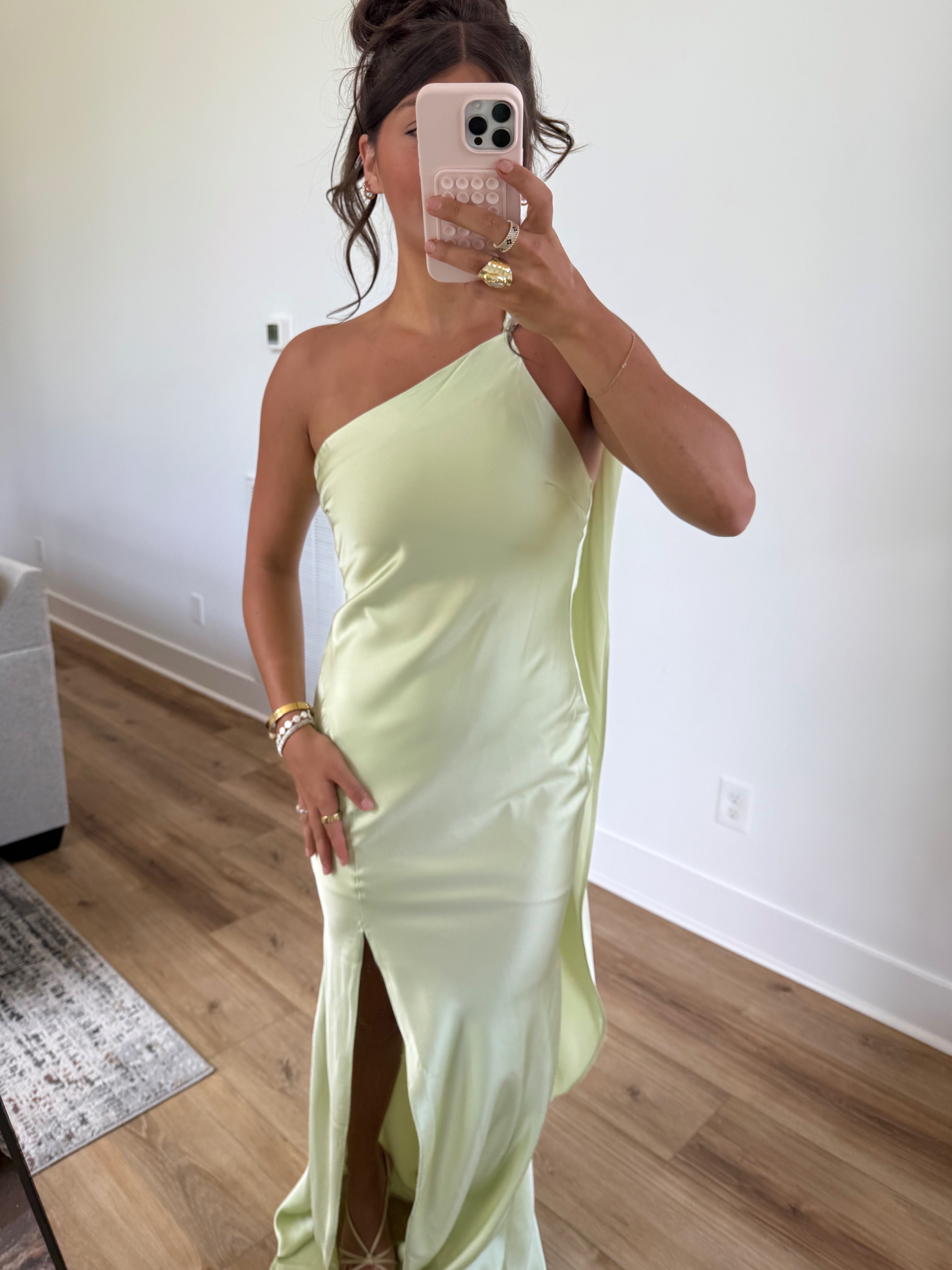 Wrapped in Satin Maxi Dress (Green)