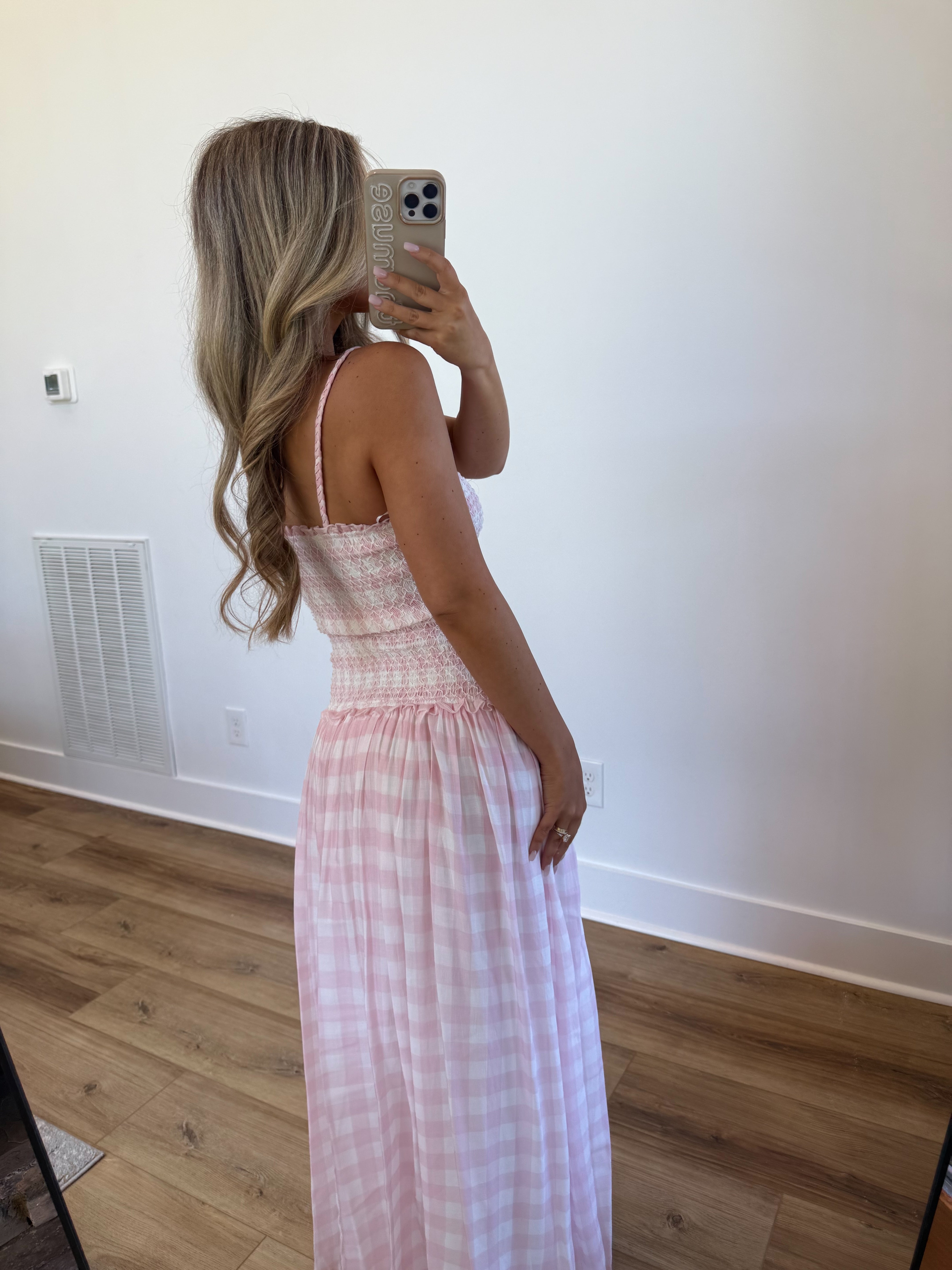 Nantucket Gingham Maxi (Pink)