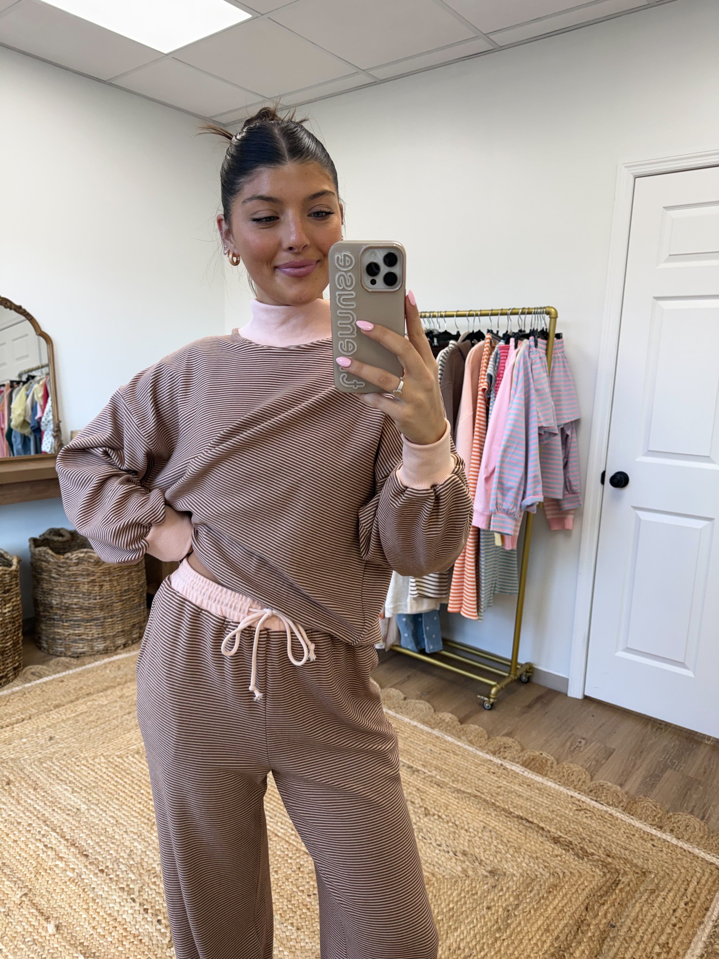 Latte Stripe Lounge Set