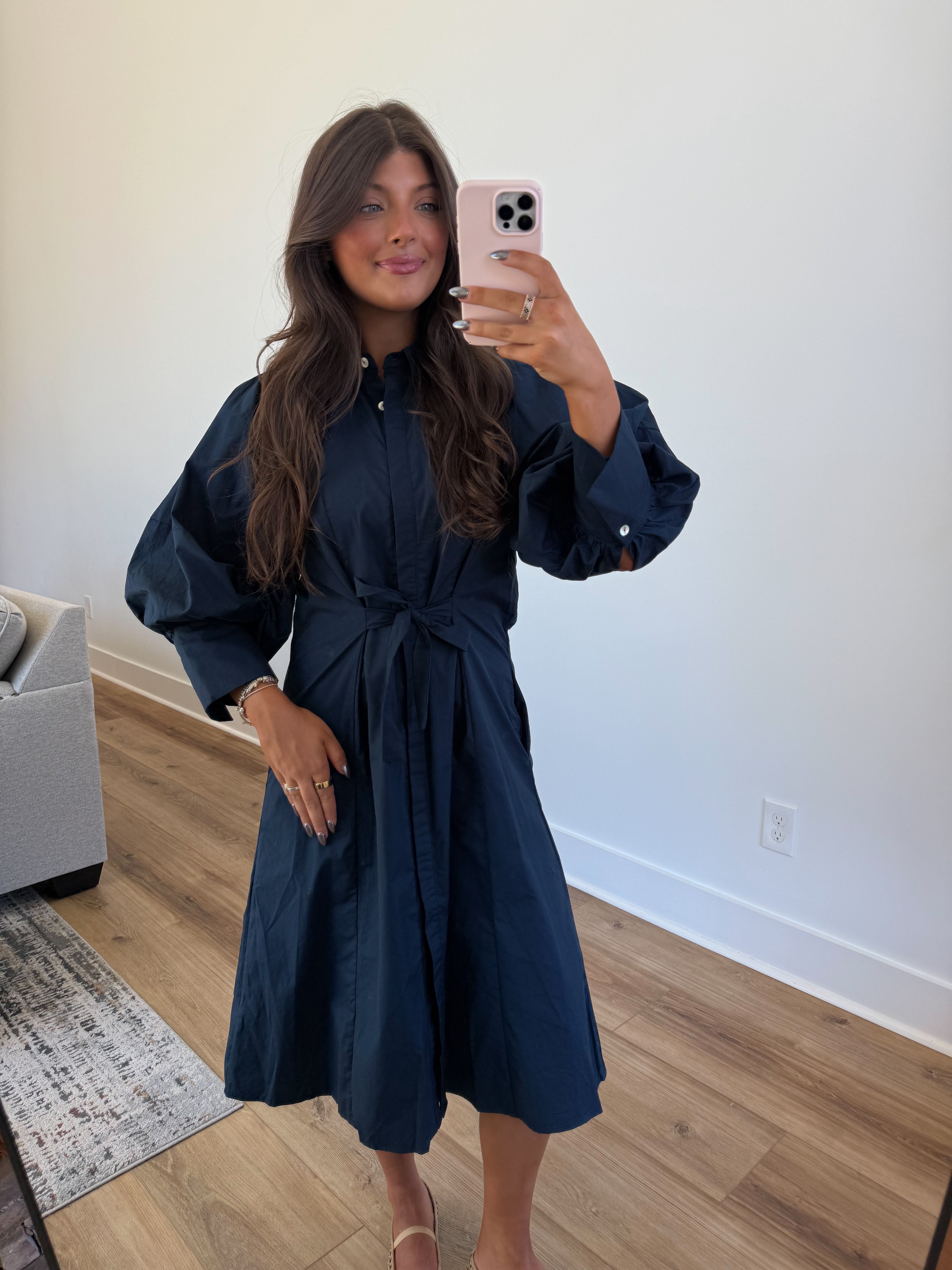 Sunday Morning Midi Dress (Navy)