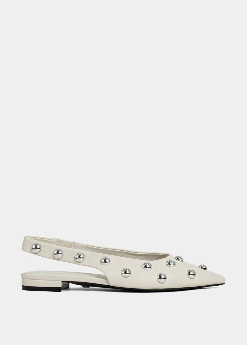 White Stud Sling Back