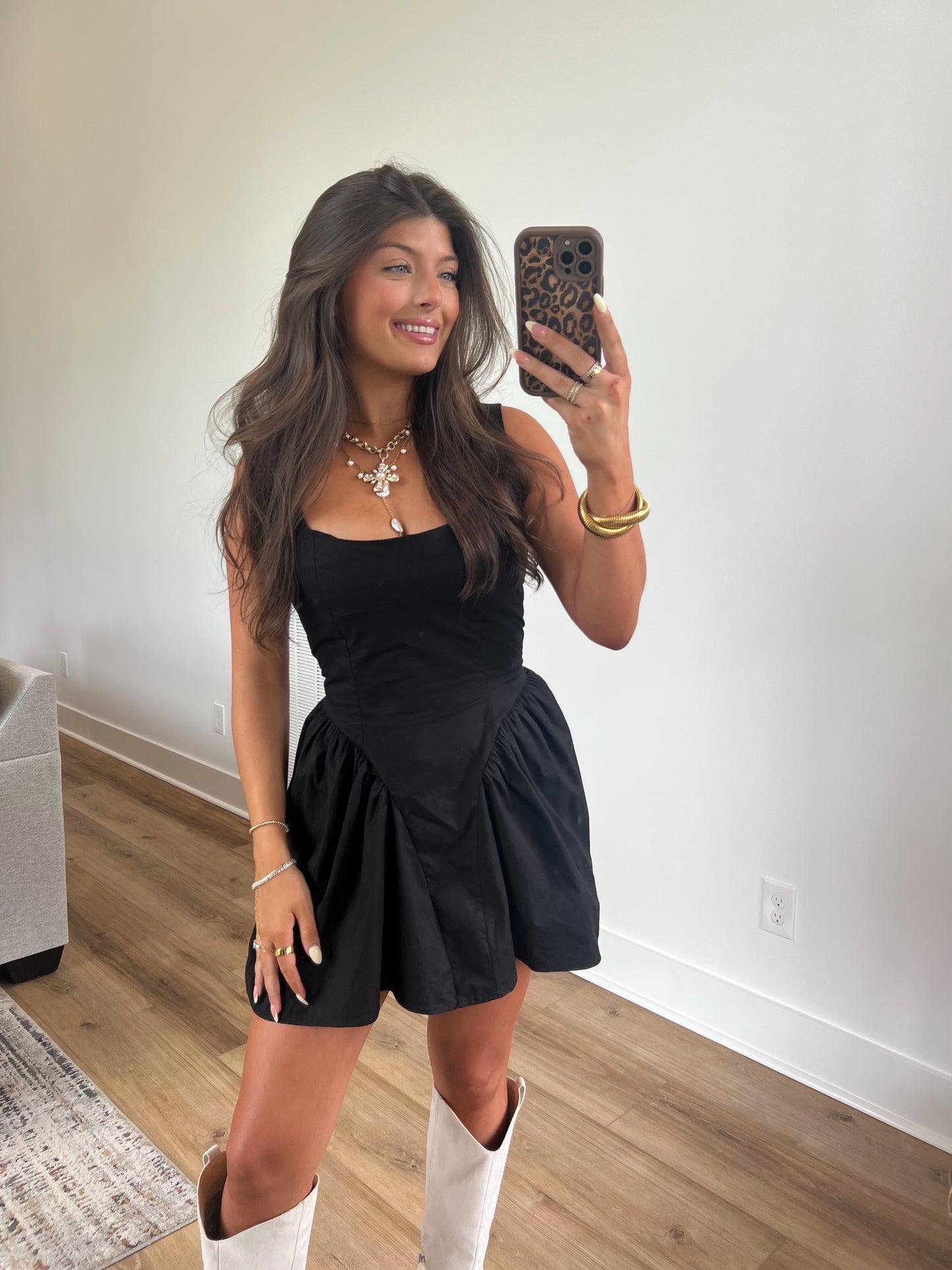 Black Lace Up Mini Dress