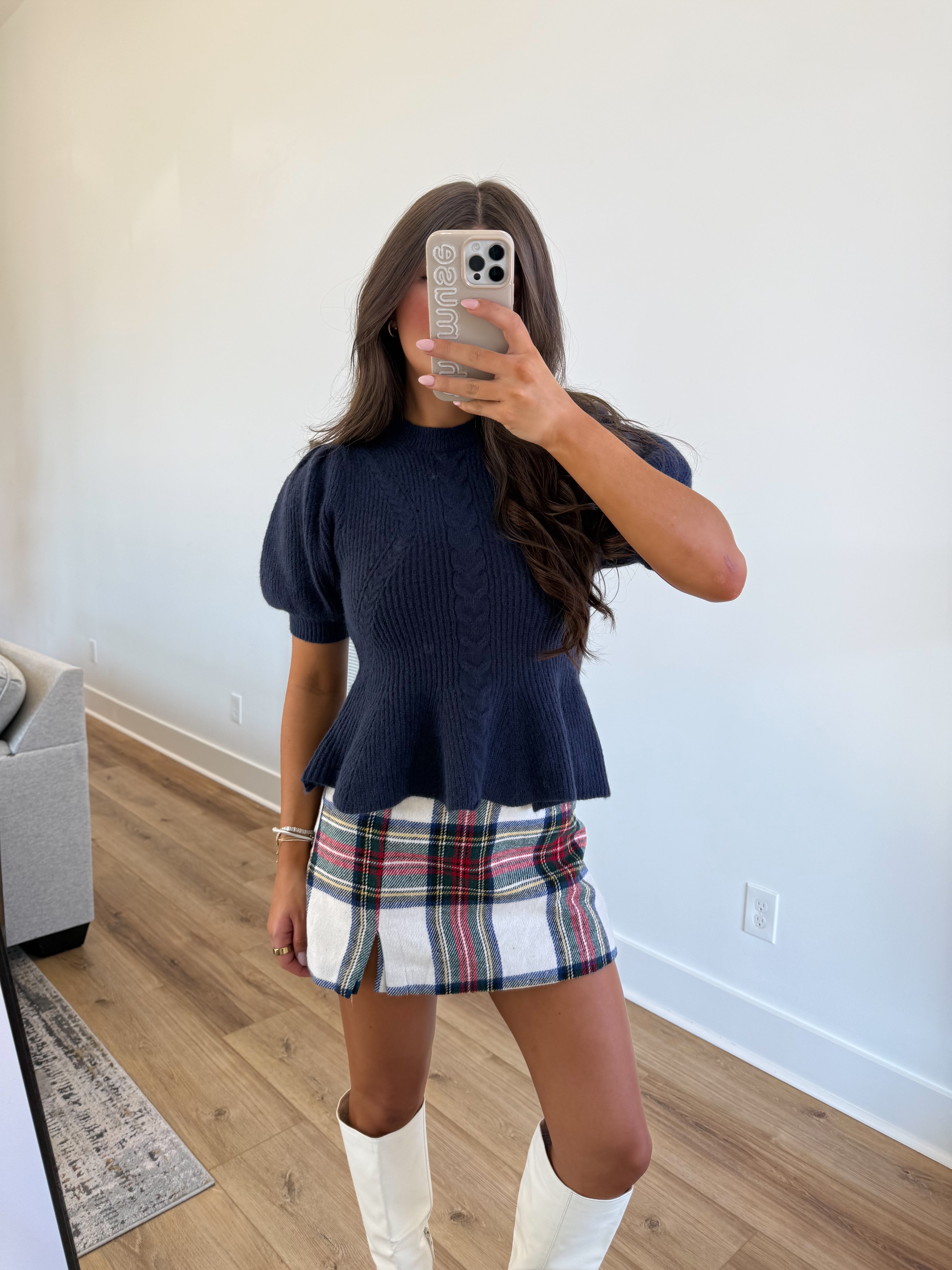 Winter Navy Peplum Sweater