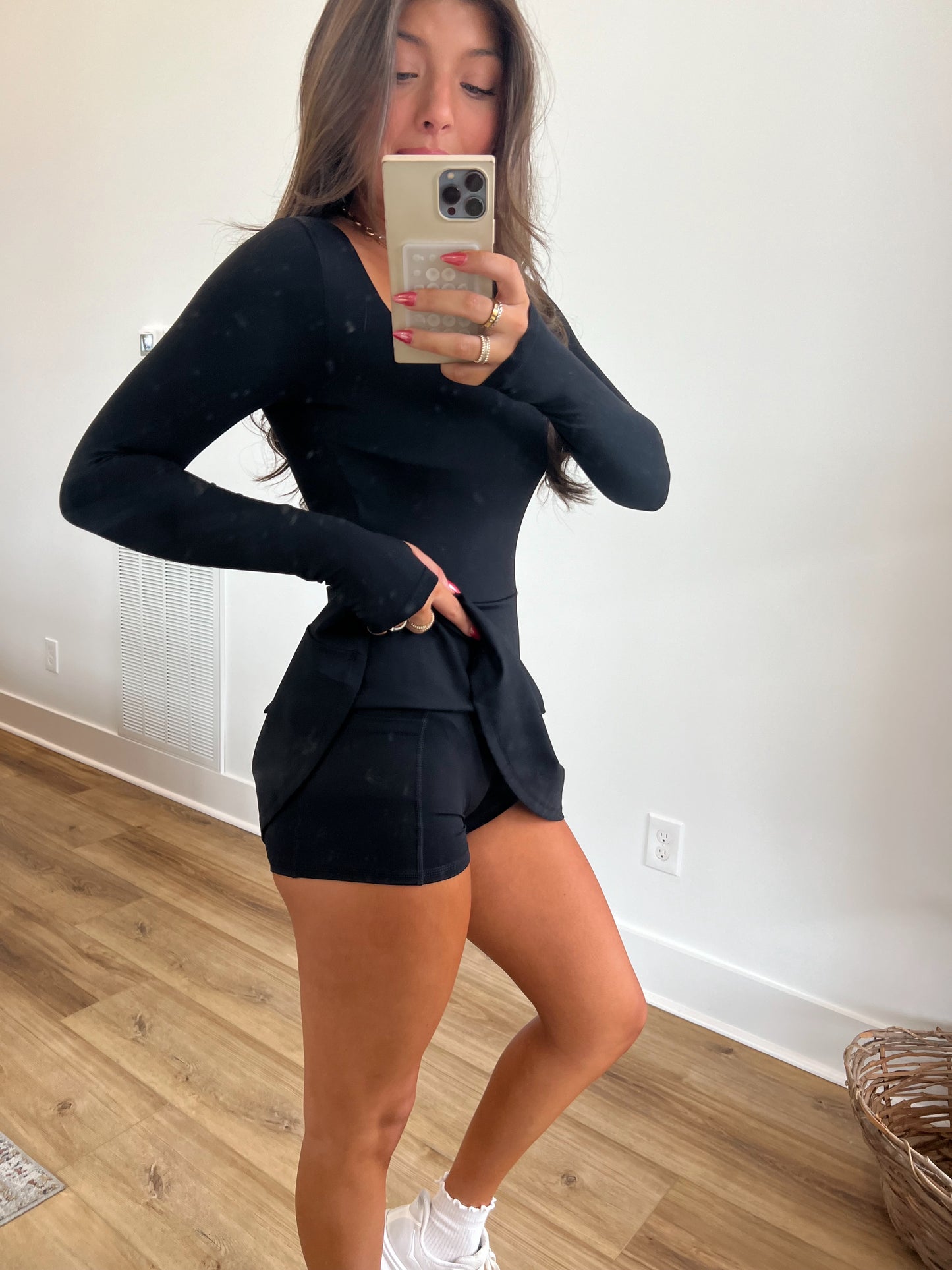 Black Scoop Neck Athletic Dress