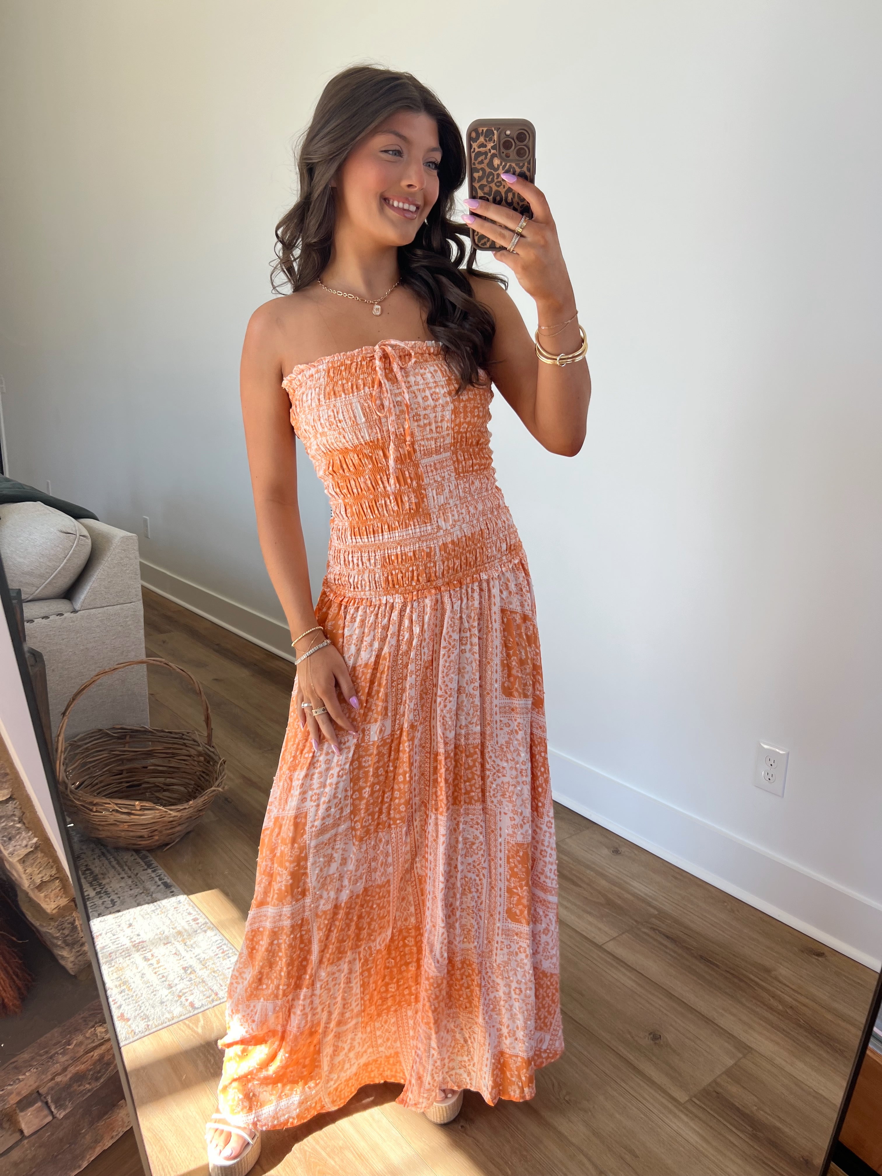 Sunburst Stitch Maxi Dress