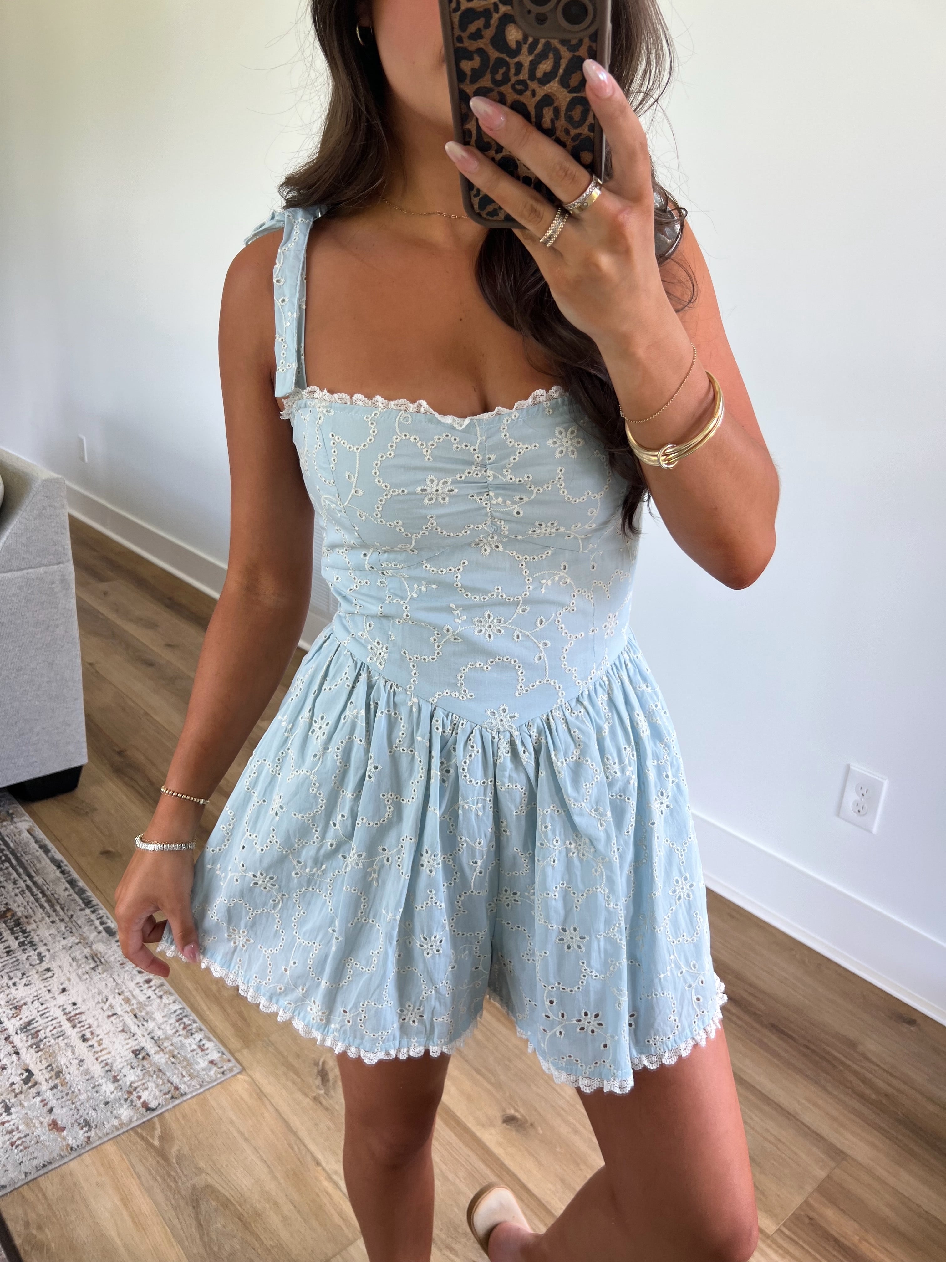 Blueberry Cream Eyelet Romper