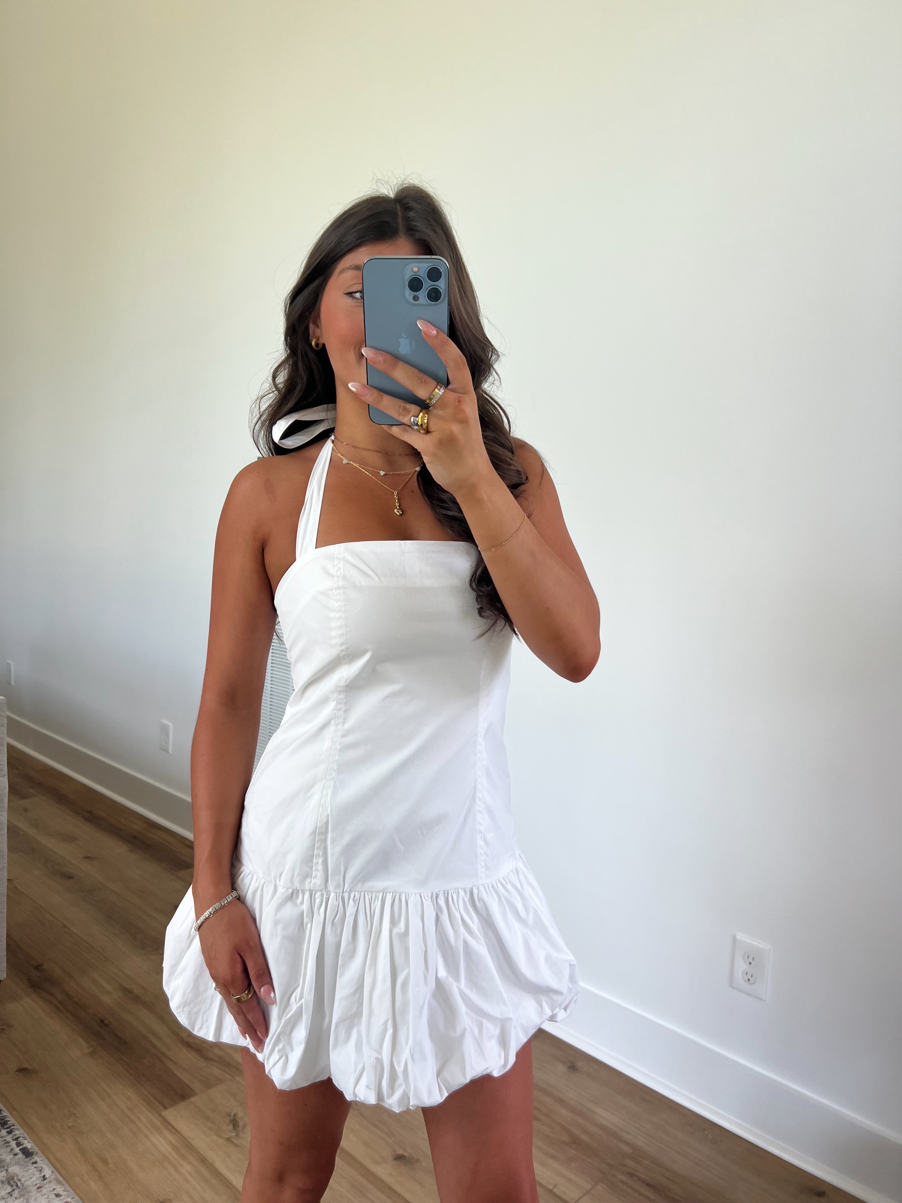 Spring Rose Mini Dress (White)