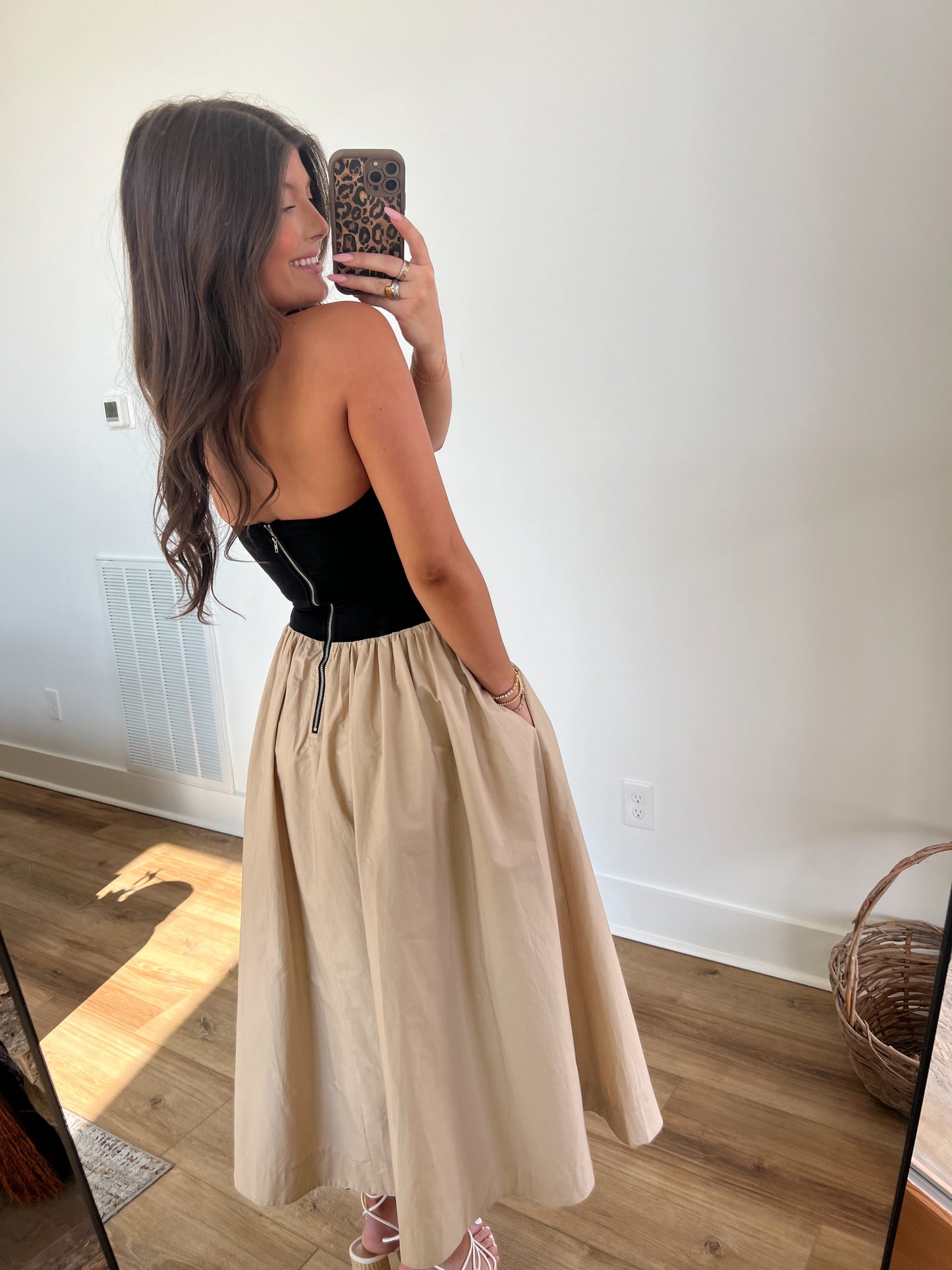 Black/Cream Midi Skirt