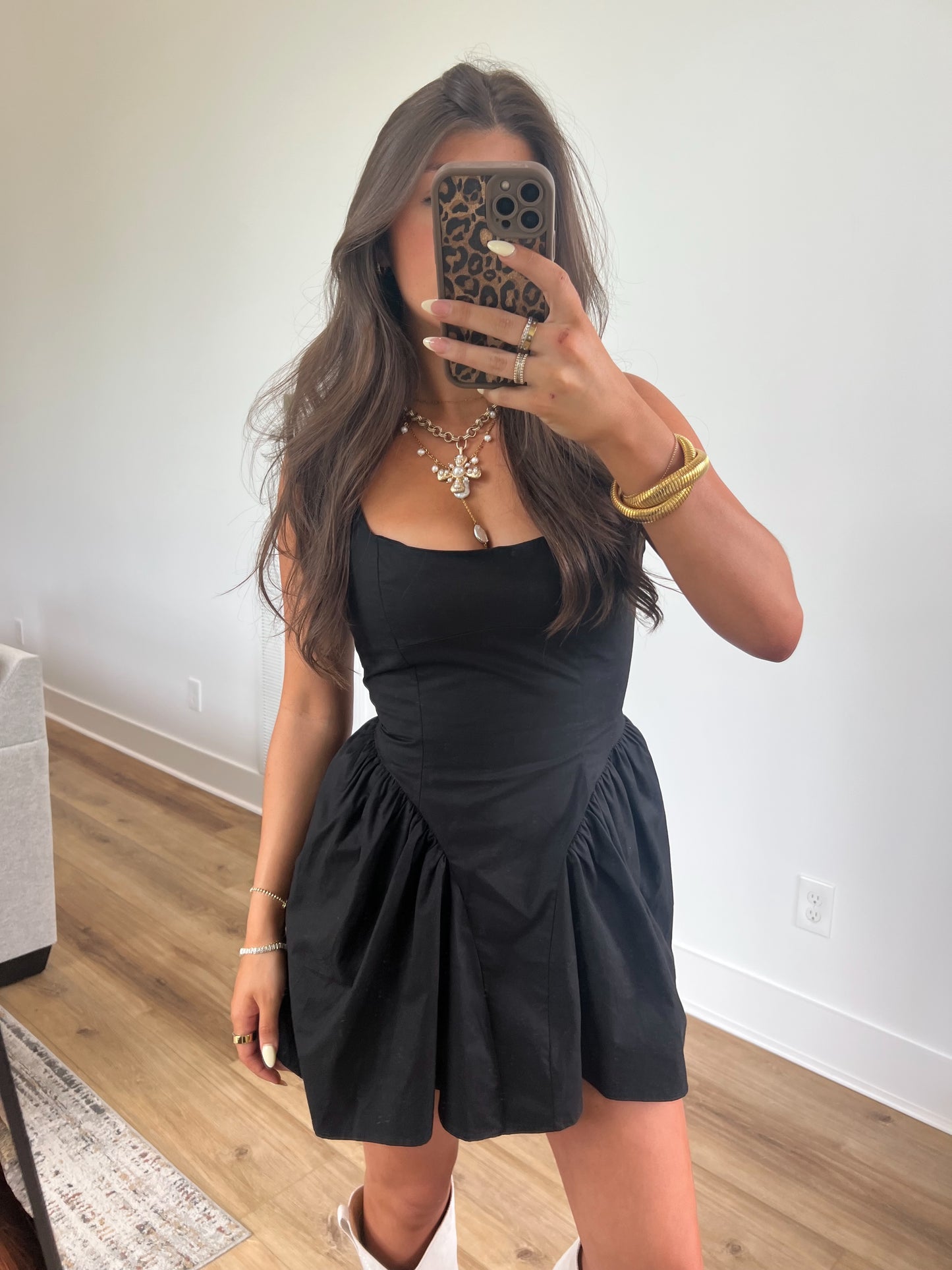 Black Lace Up Mini Dress