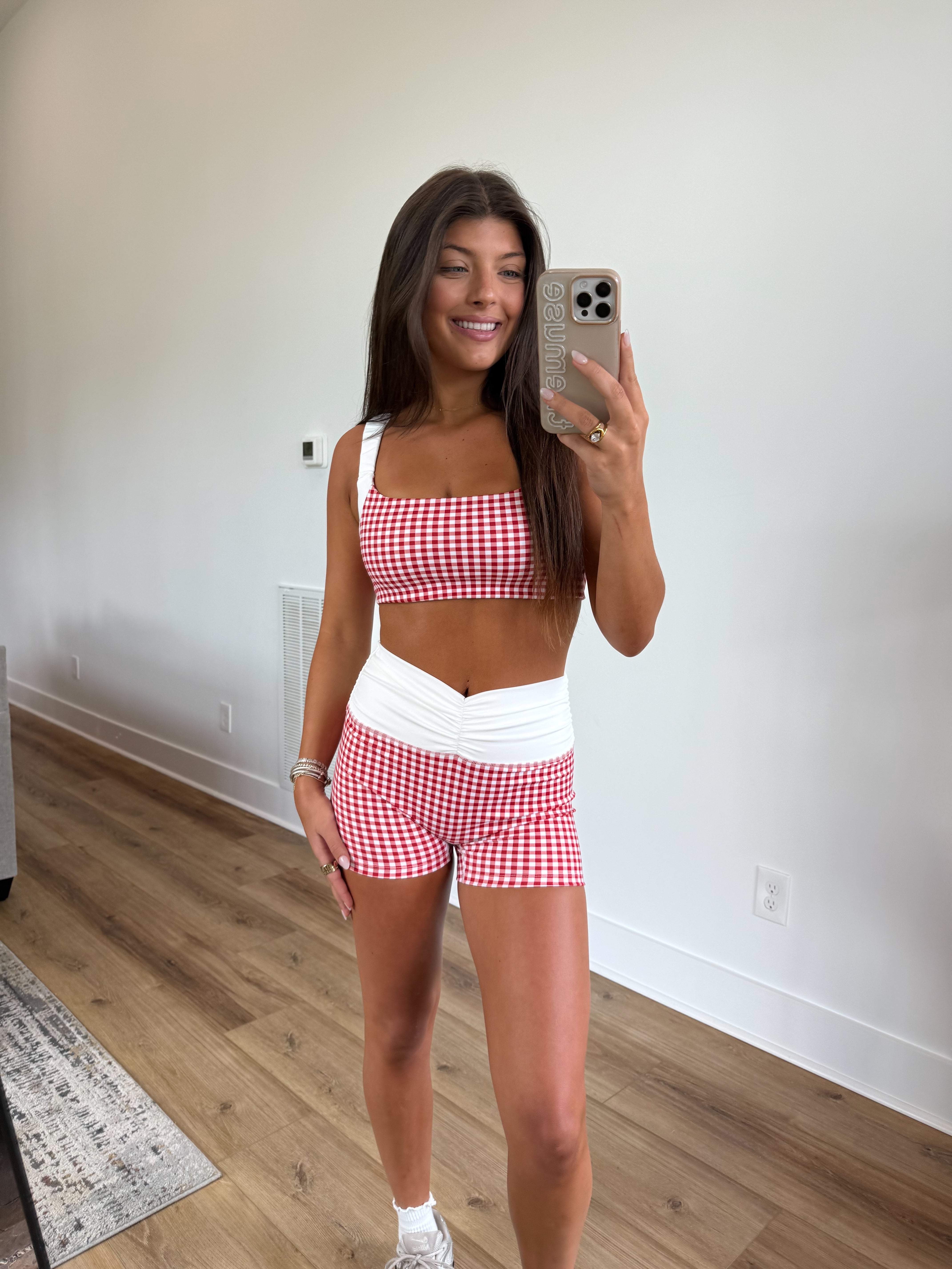 Red Gingham Ruched BRA