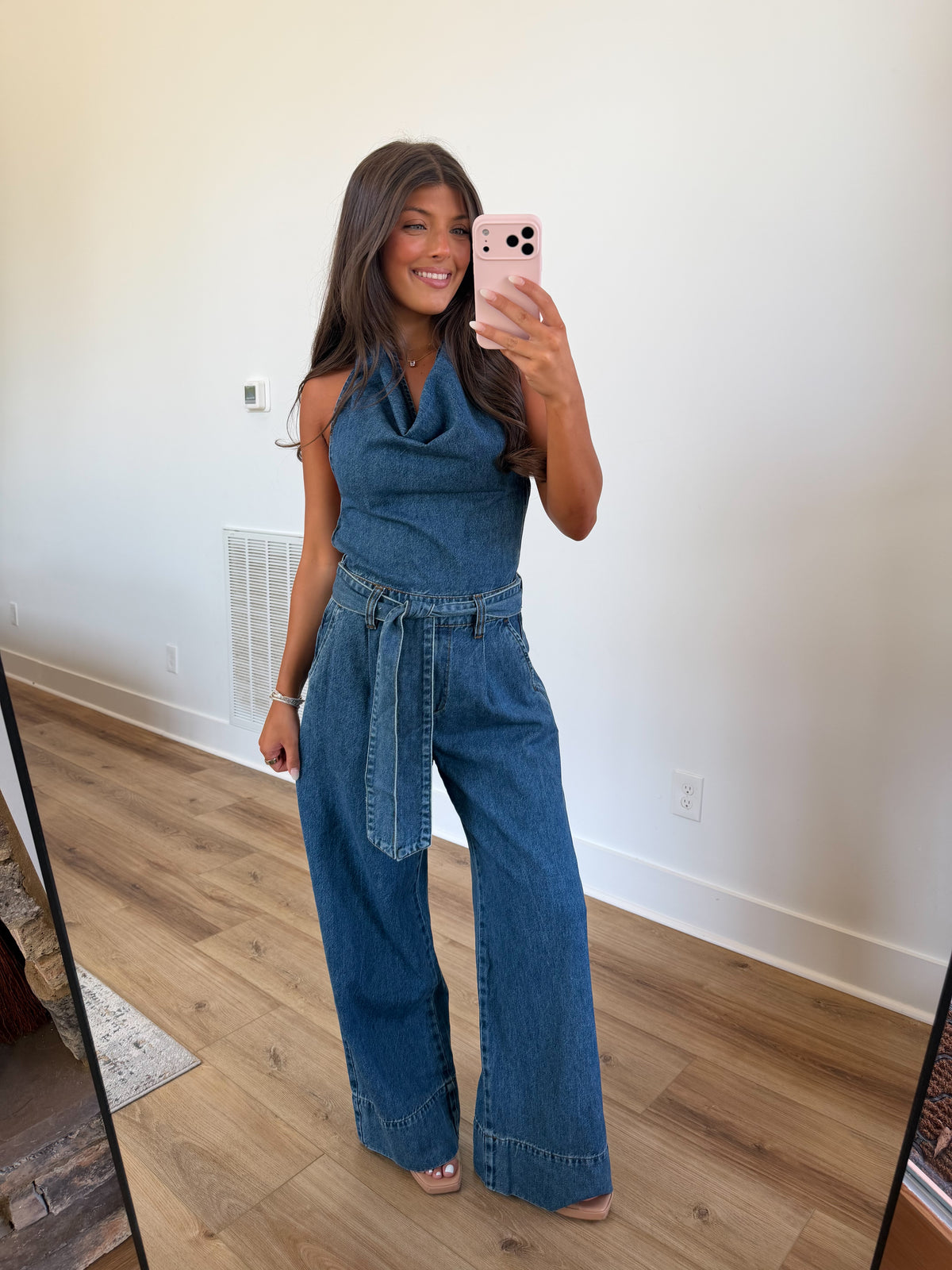 Halter Denim Jumpsuit