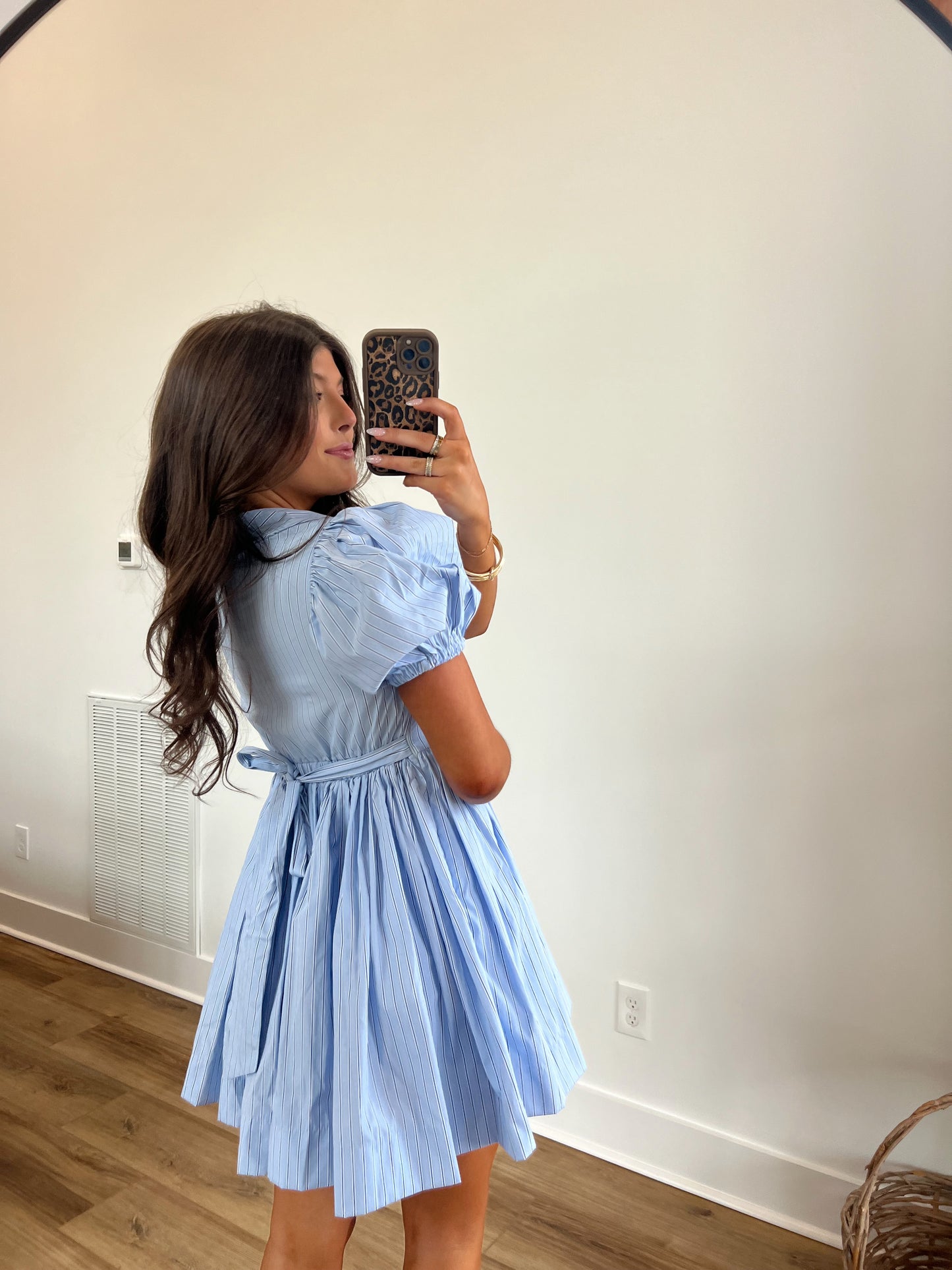 Pinstripe Babydoll Mini Dress