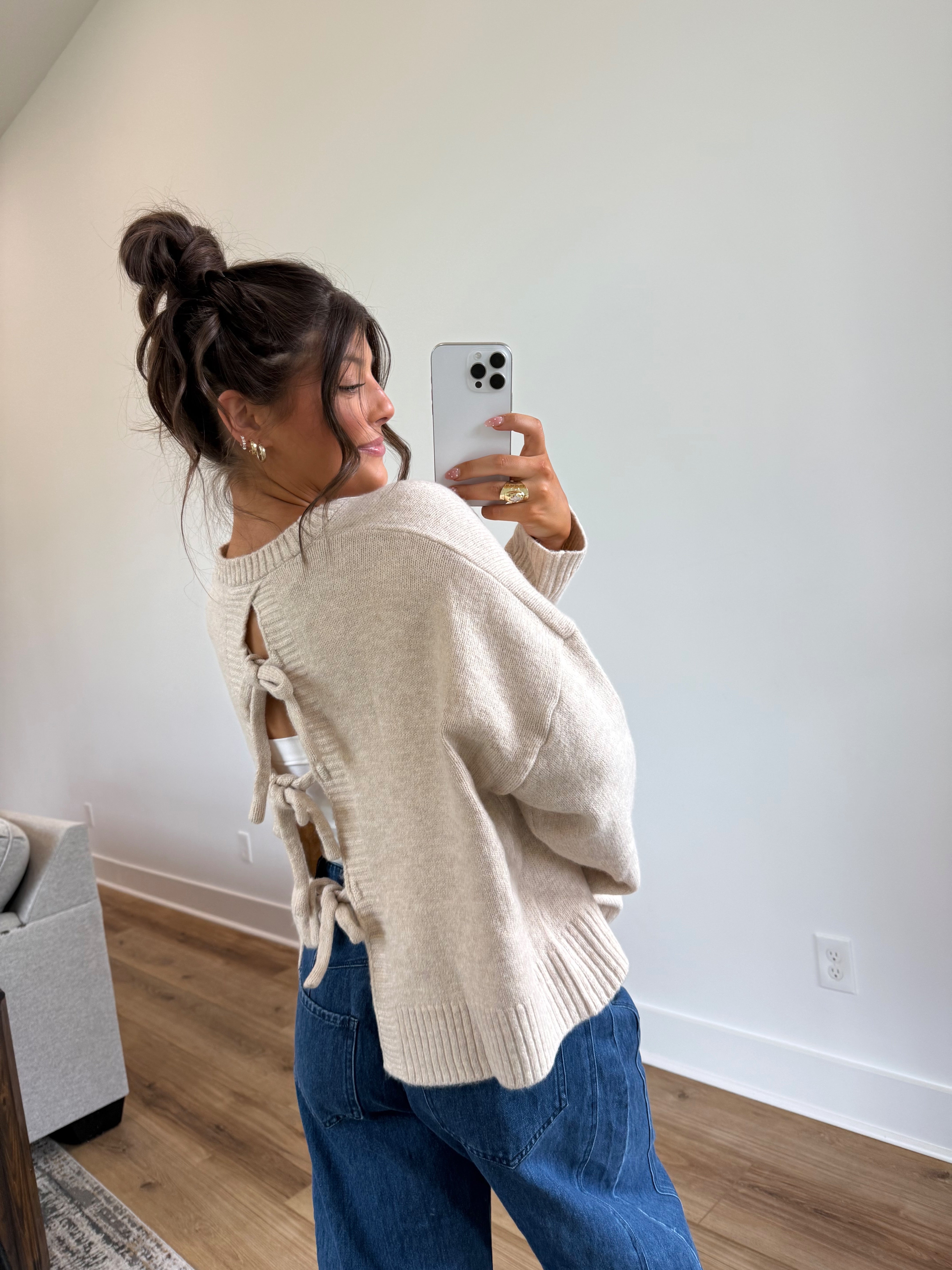 Cozy Caramel Bow Sweater
