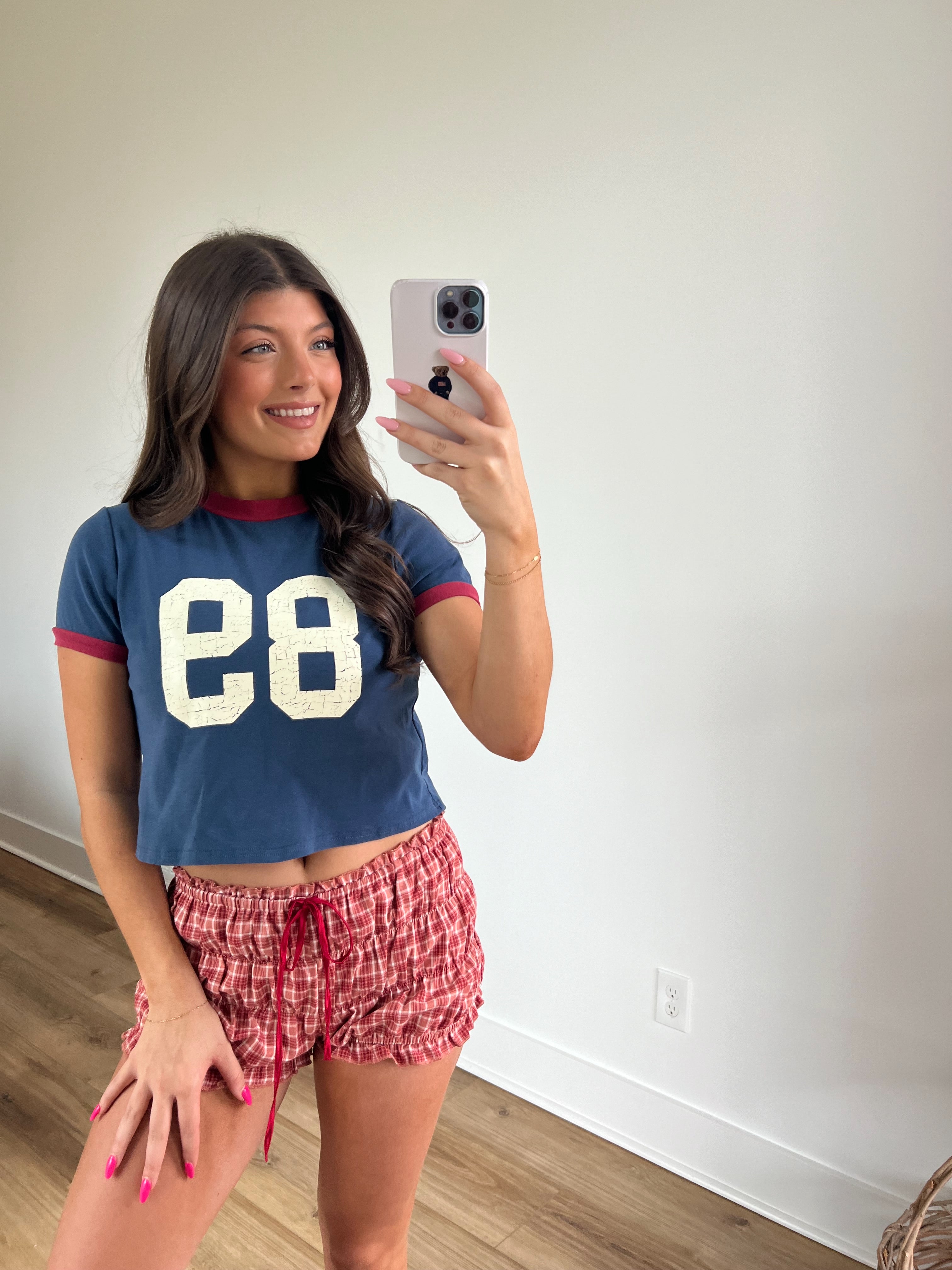 89 Baby Tee (Navy/Red)