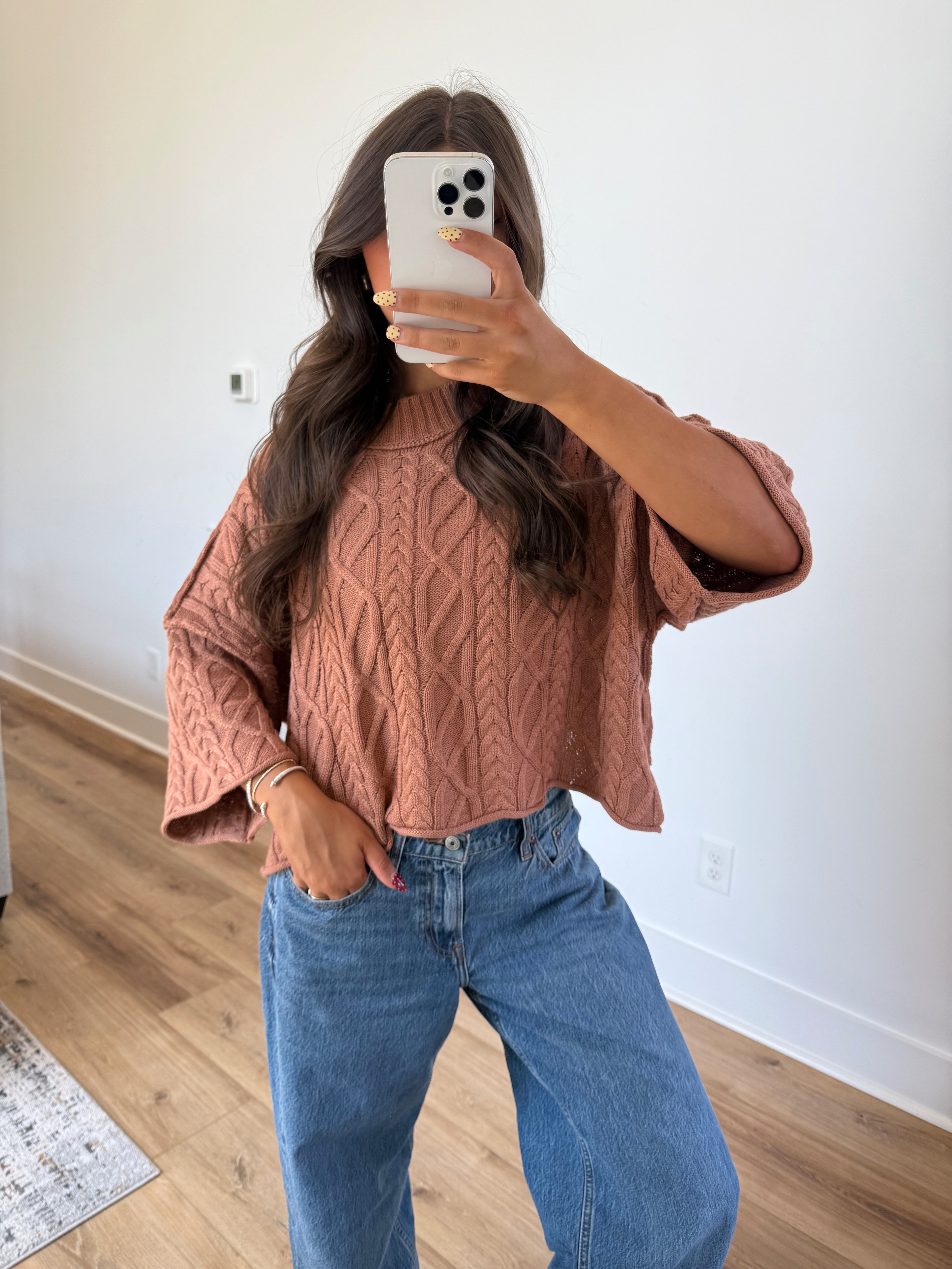 Brown Cable Knit Sweater