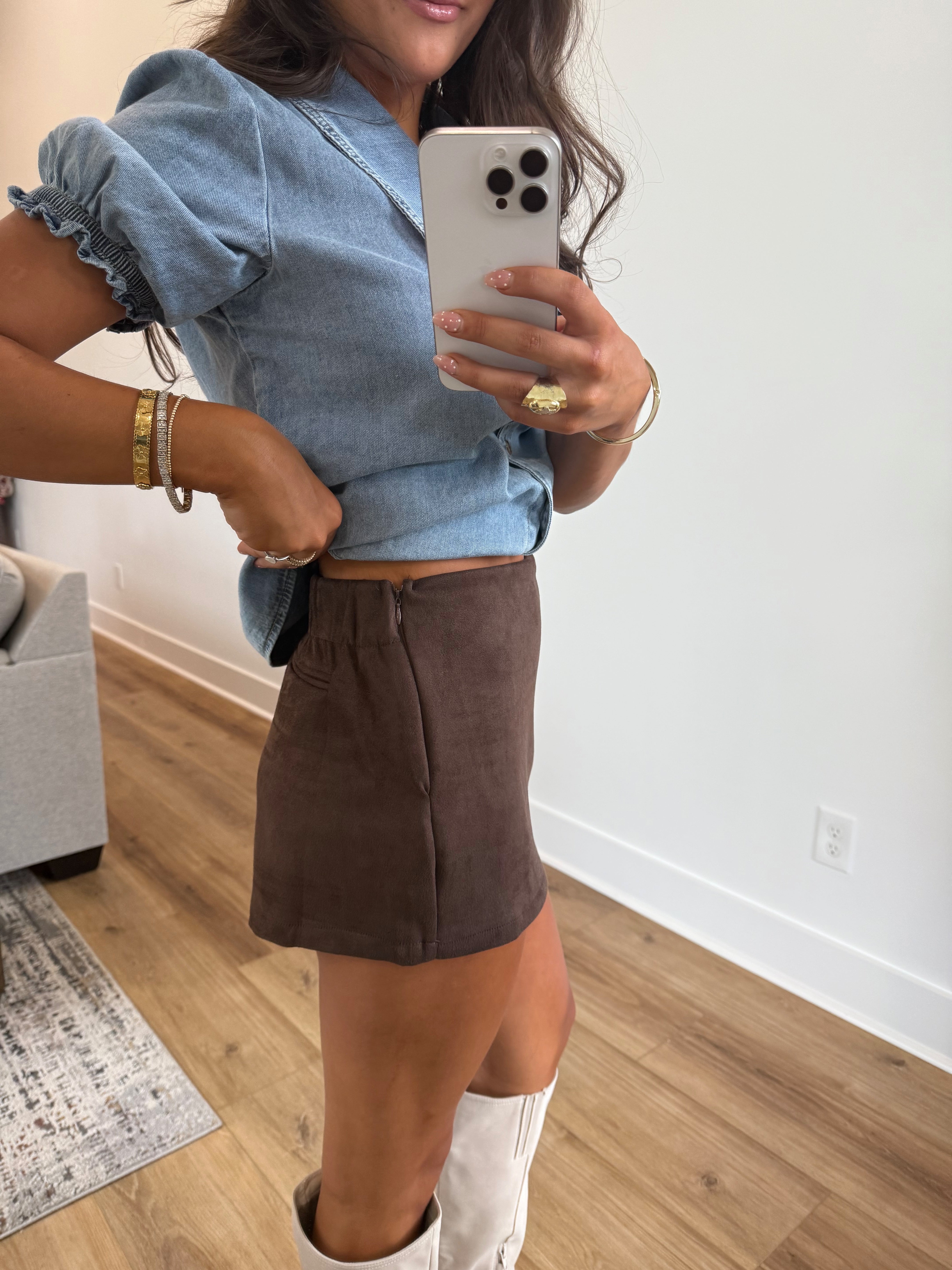 Brown Suede Skort (Restock)