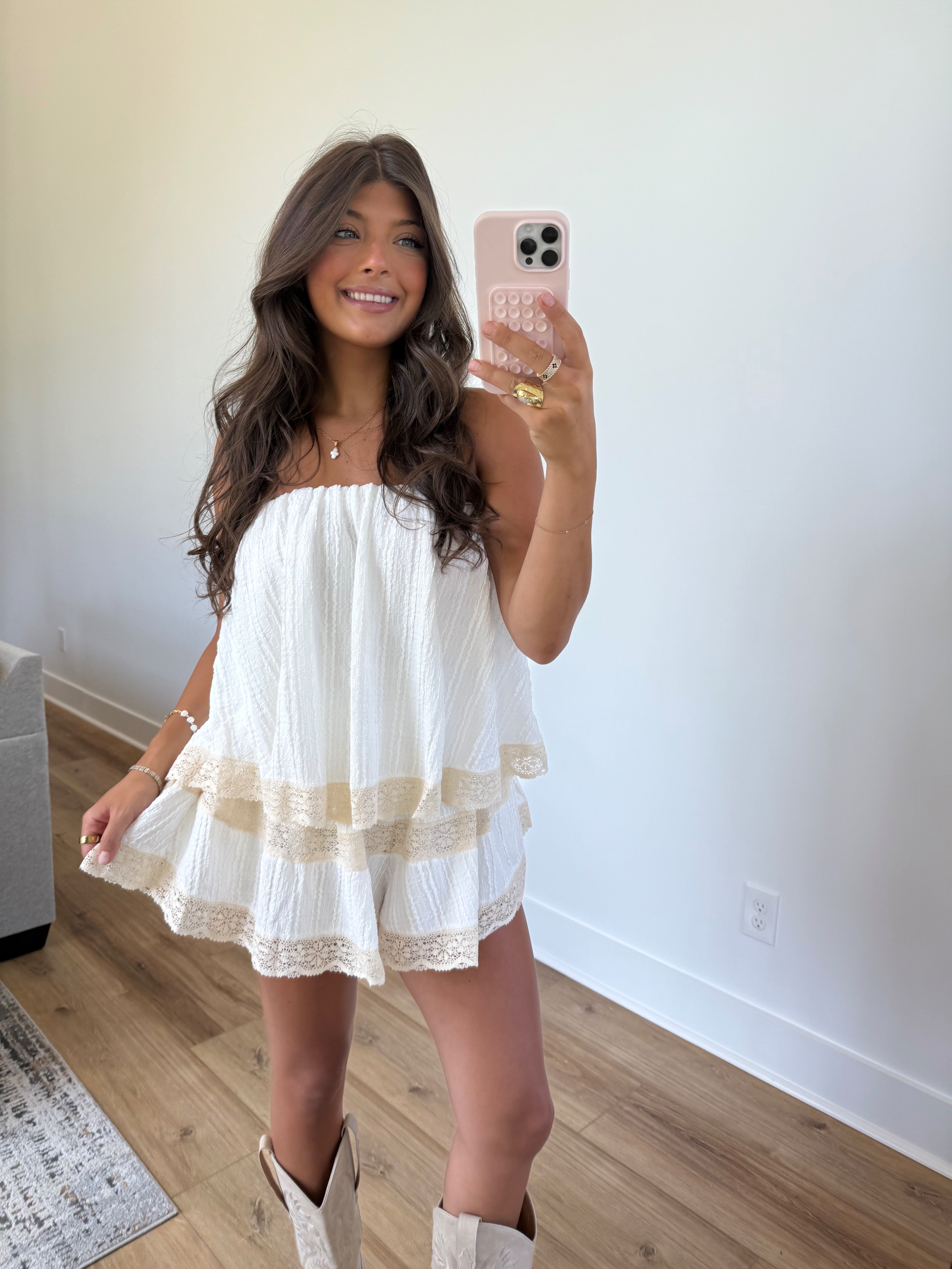 Cowgirl Cream Romper